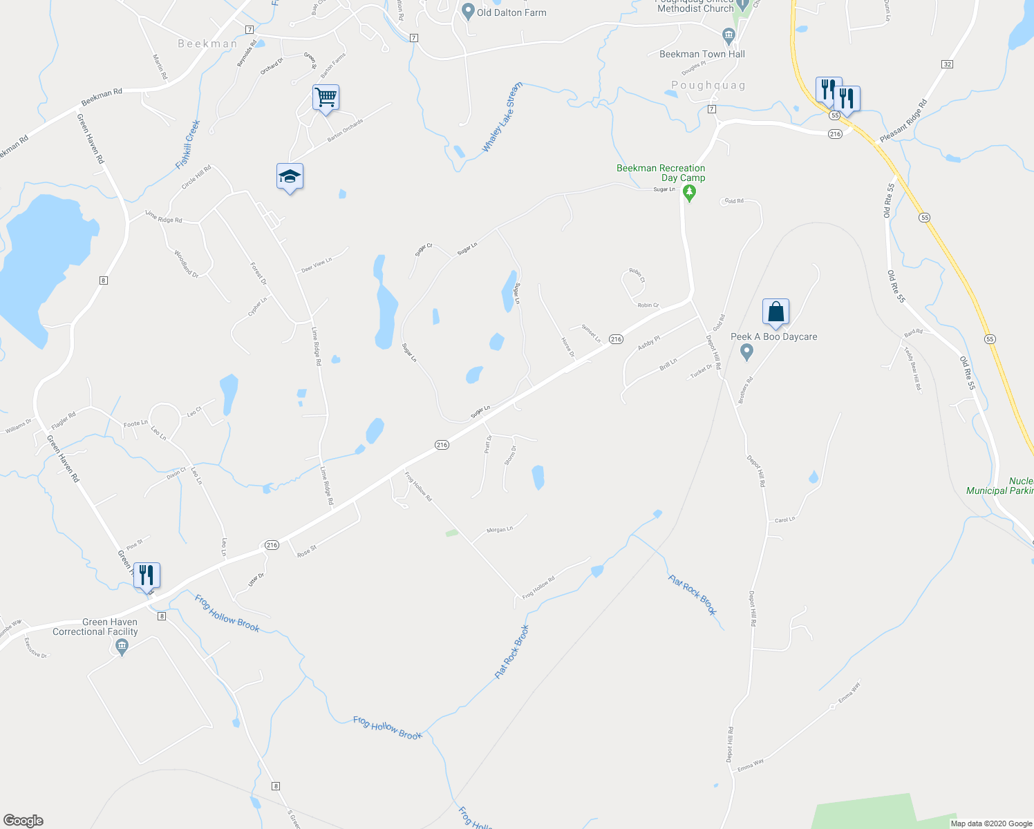 map of restaurants, bars, coffee shops, grocery stores, and more near 900 New York 216 in Poughquag