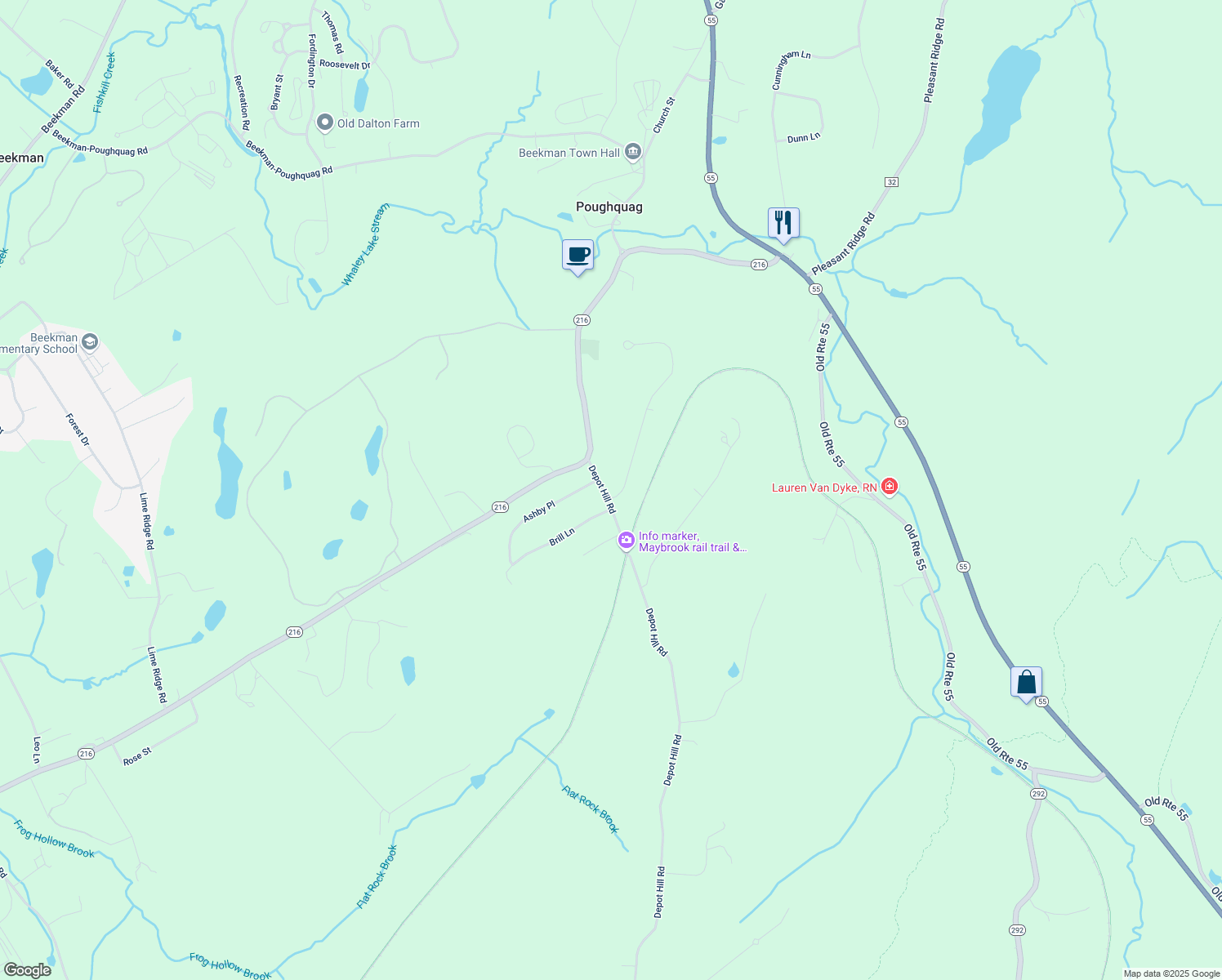 map of restaurants, bars, coffee shops, grocery stores, and more near 11 Gold Road in Poughquag
