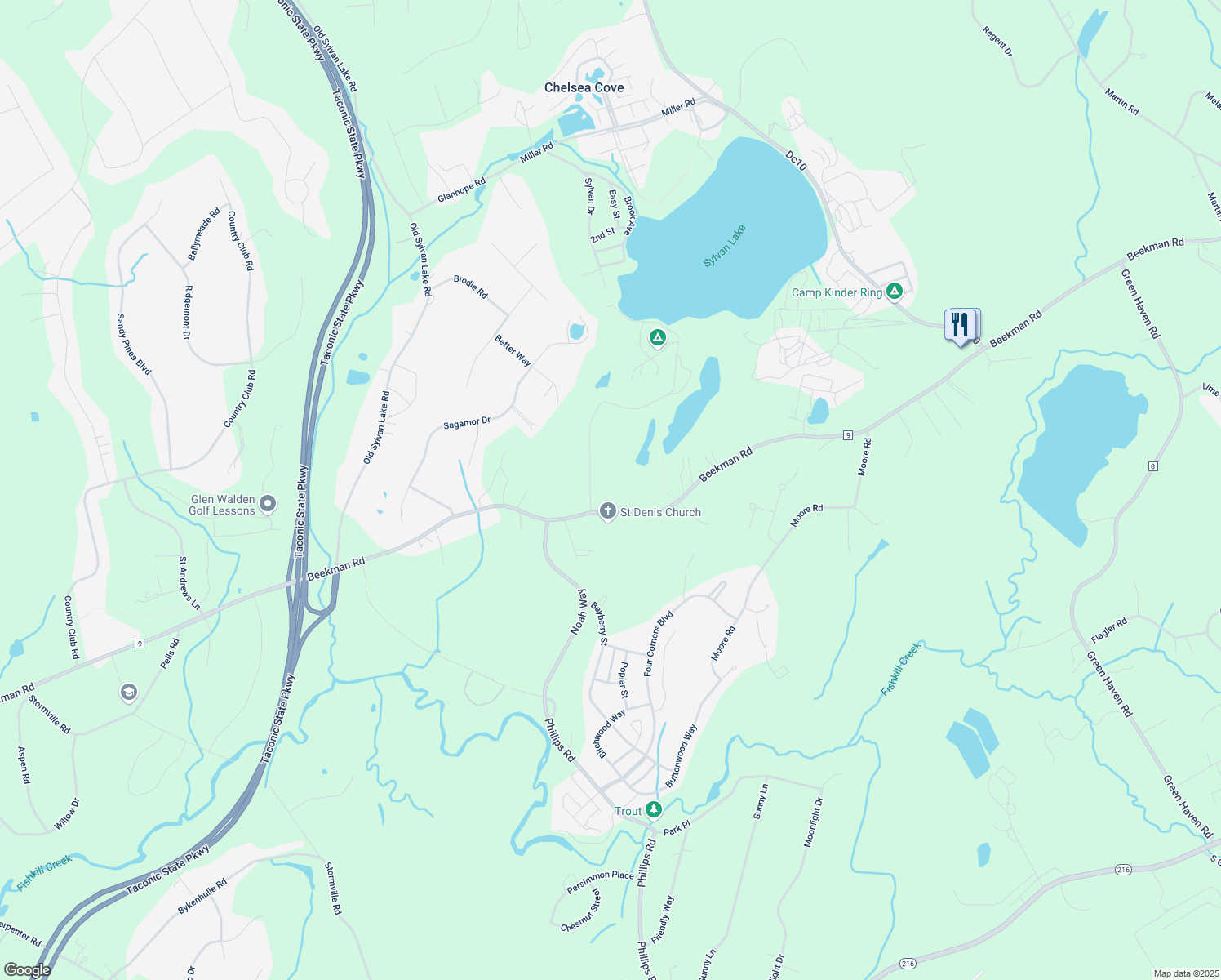 map of restaurants, bars, coffee shops, grocery stores, and more near 12 Mcdonnells Lane in Hopewell Junction