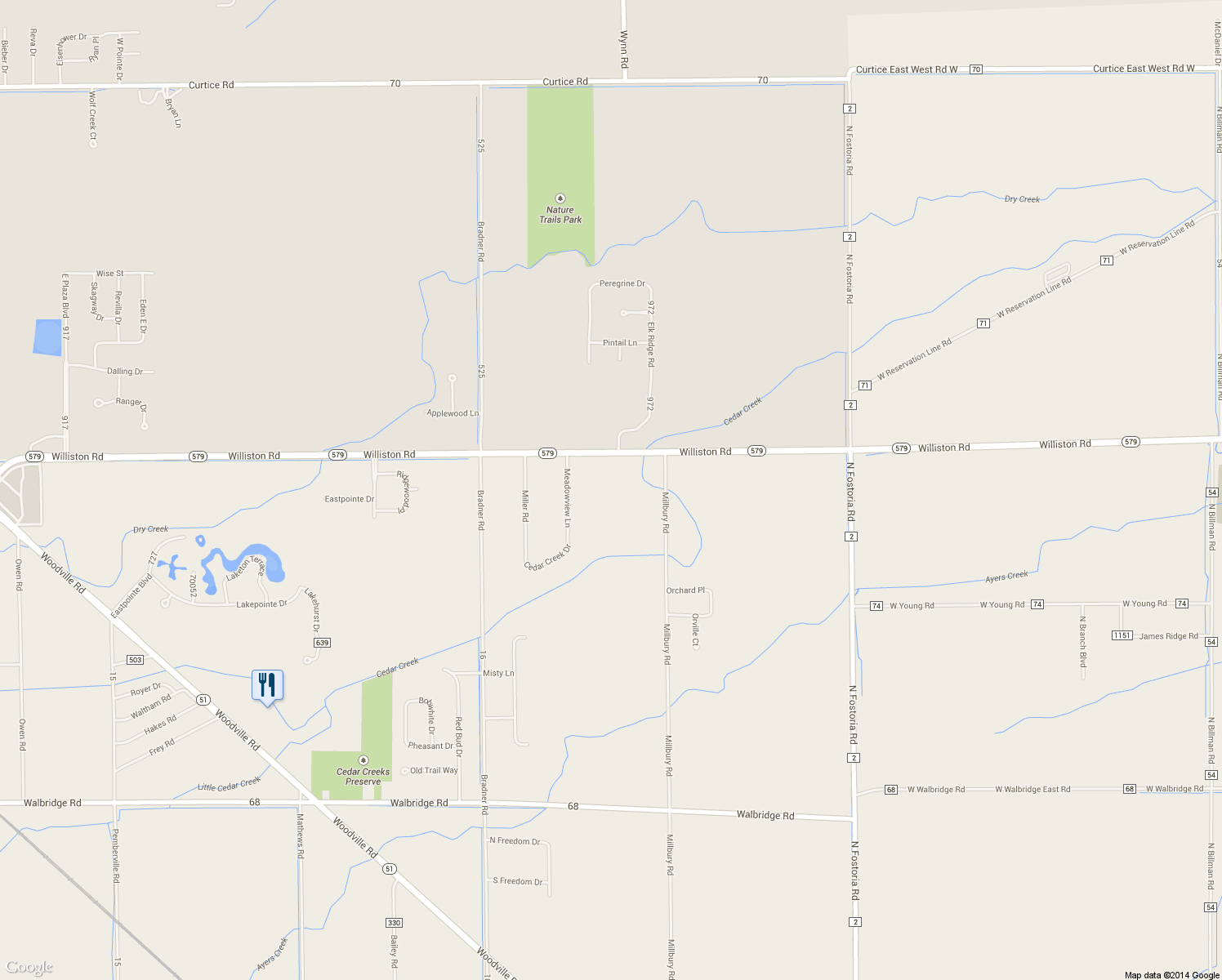 map of restaurants, bars, coffee shops, grocery stores, and more near 5208 Williston Rd in Northwood