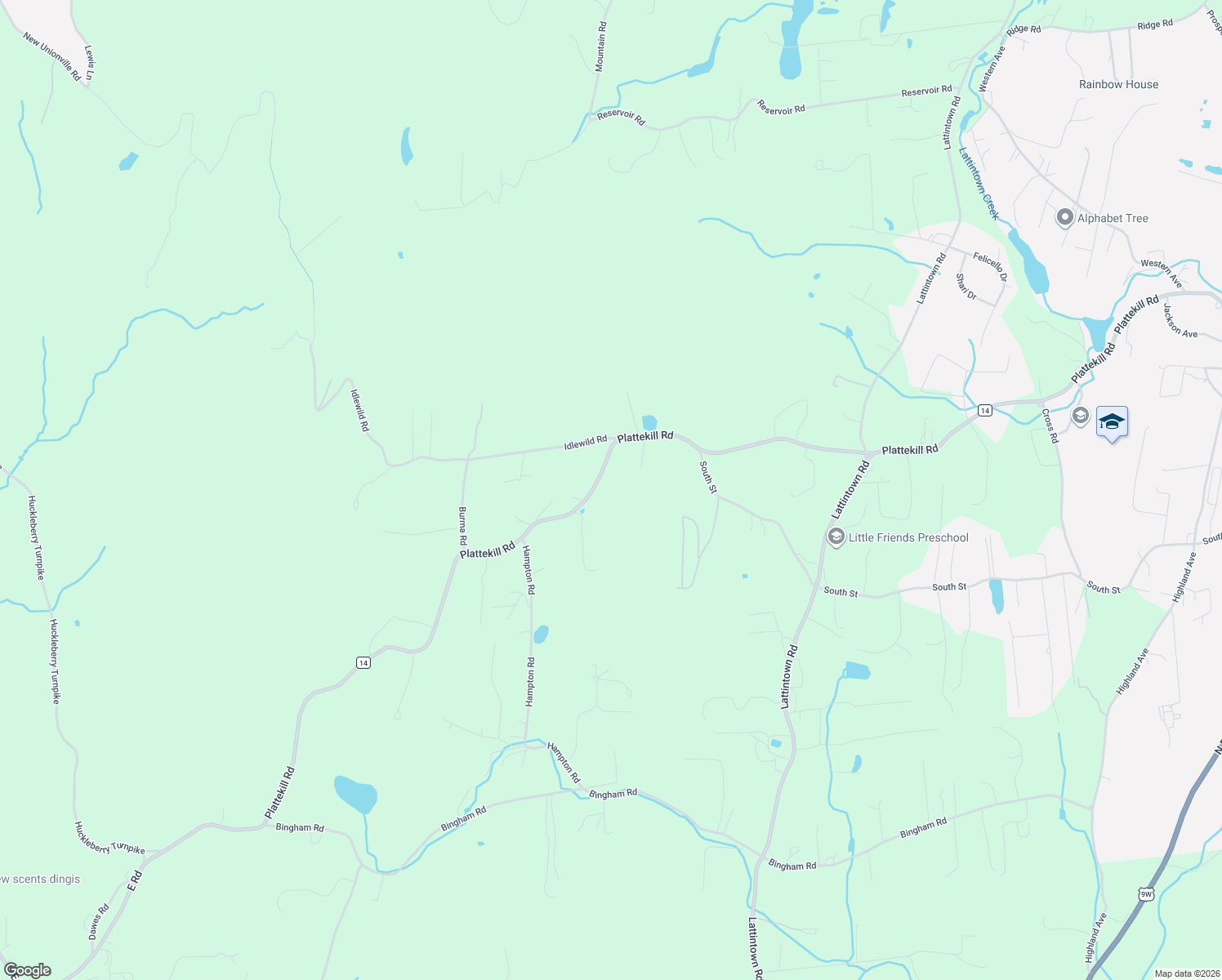 map of restaurants, bars, coffee shops, grocery stores, and more near 223 Plattekill Road in Marlboro