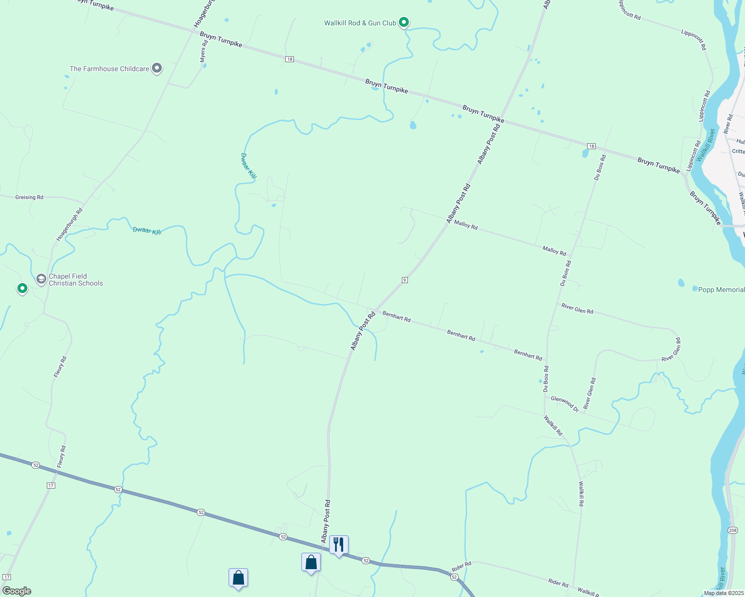 map of restaurants, bars, coffee shops, grocery stores, and more near 4 Red Top Rd in Wallkill