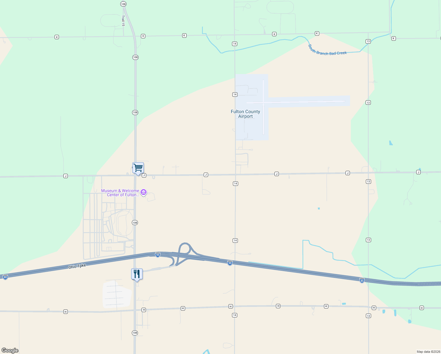 map of restaurants, bars, coffee shops, grocery stores, and more near 14089 County Road J in Wauseon