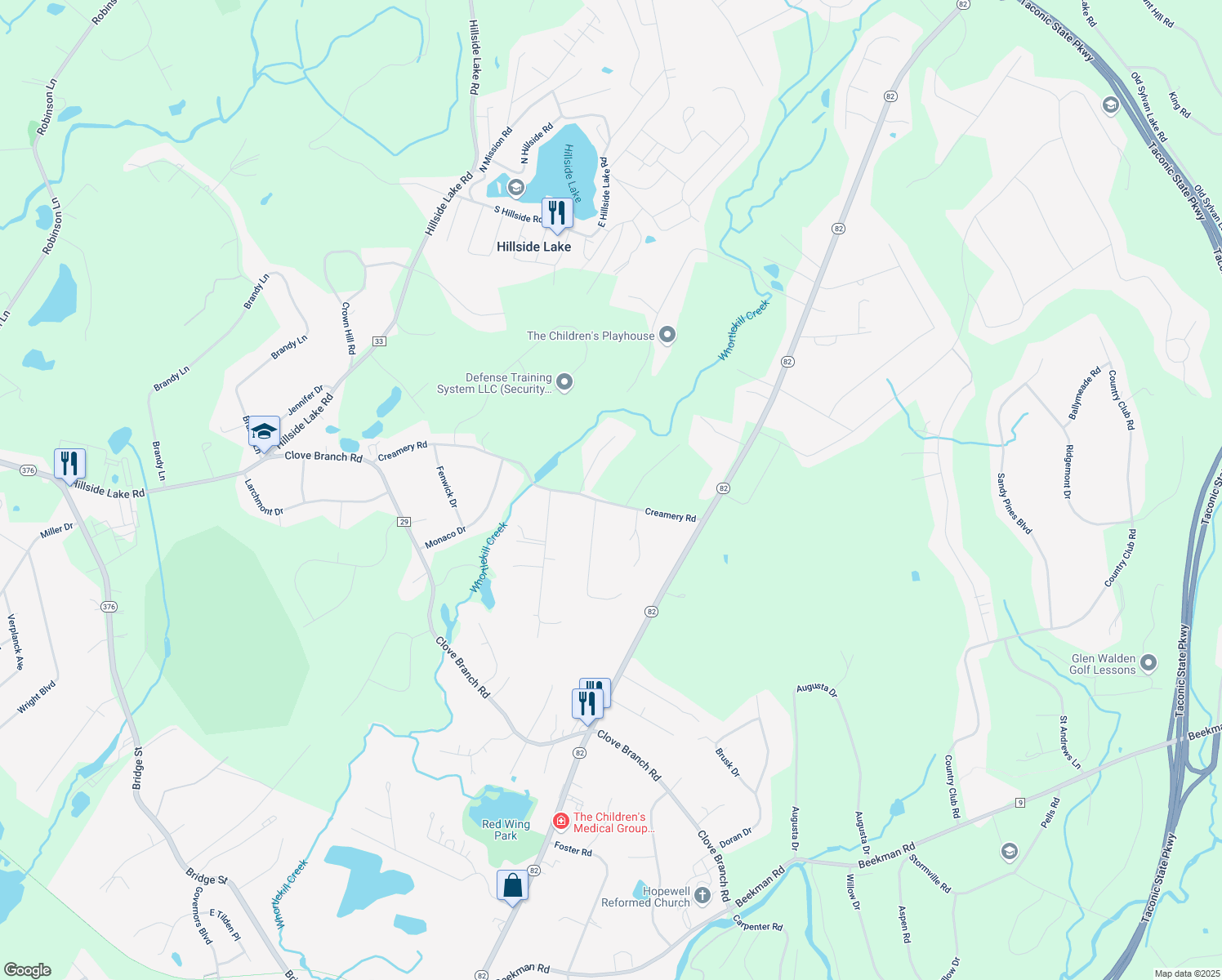 map of restaurants, bars, coffee shops, grocery stores, and more near 154 Creamery Rd in Hopewell Junction