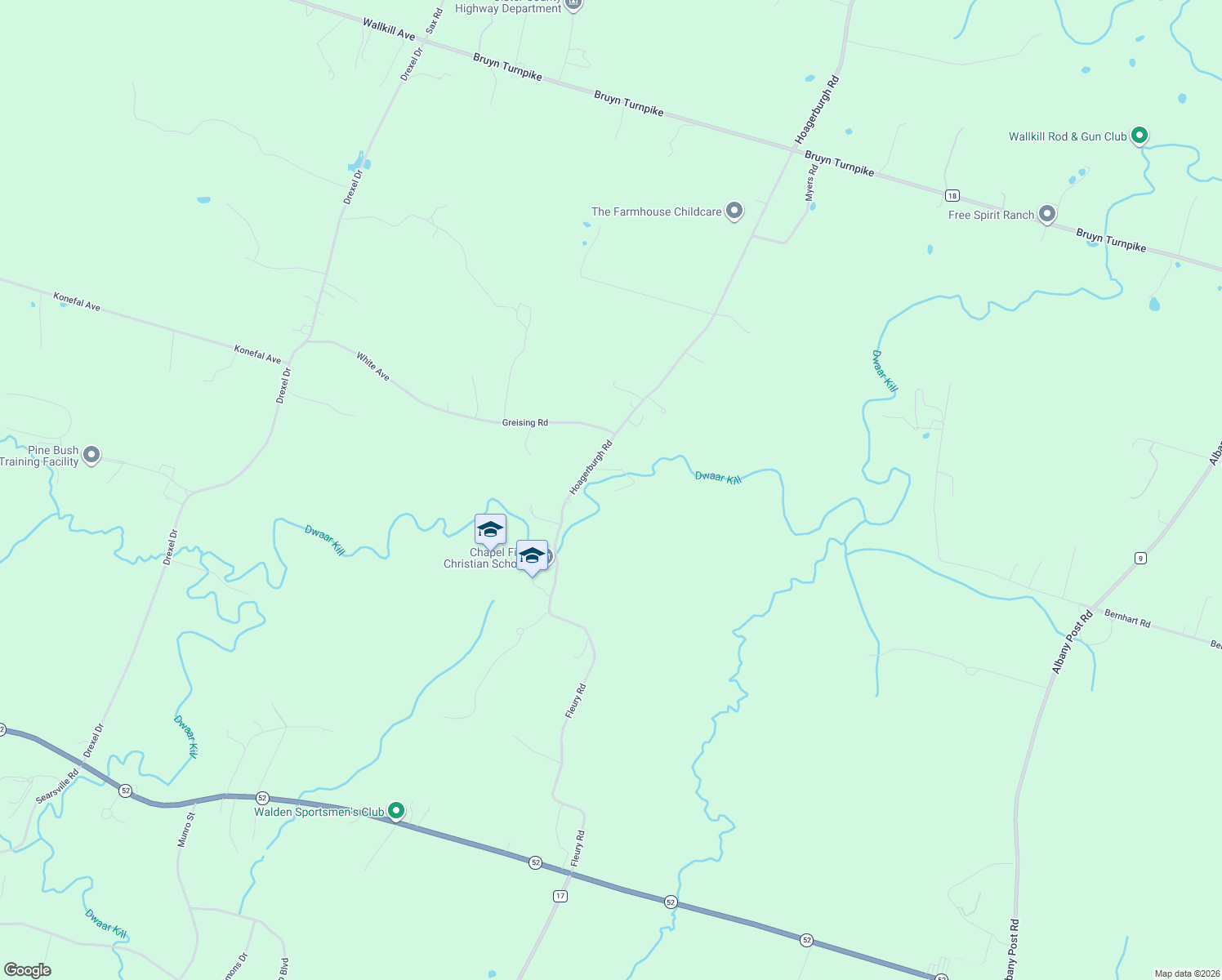map of restaurants, bars, coffee shops, grocery stores, and more near 442 Hoagerburgh Rd in Wallkill