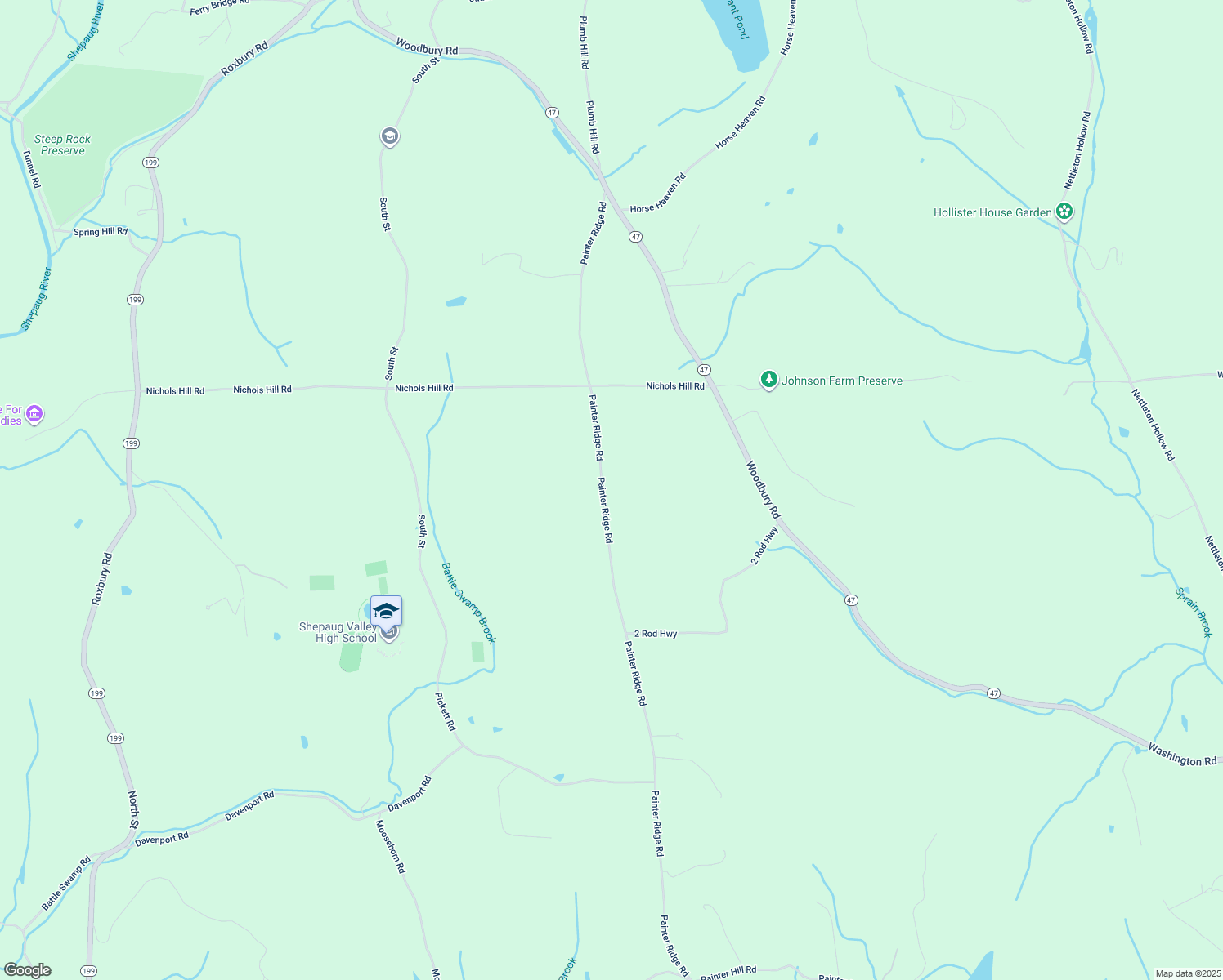 map of restaurants, bars, coffee shops, grocery stores, and more near 90 Painter Ridge Road in Washington
