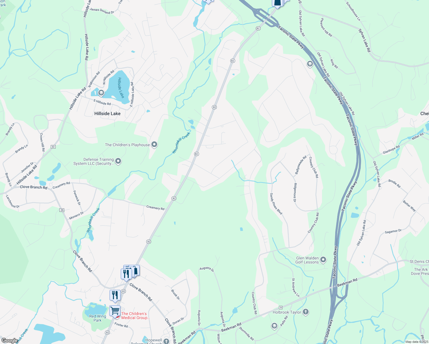 map of restaurants, bars, coffee shops, grocery stores, and more near 119 Oak Ridge Road in Hopewell Junction