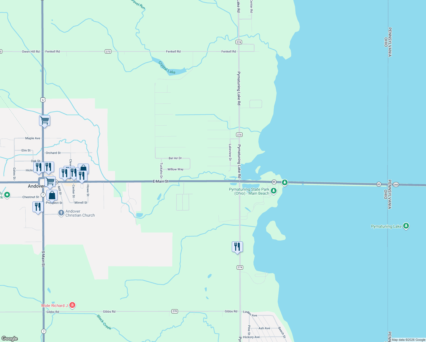 map of restaurants, bars, coffee shops, grocery stores, and more near 6626 1st Ave in Andover