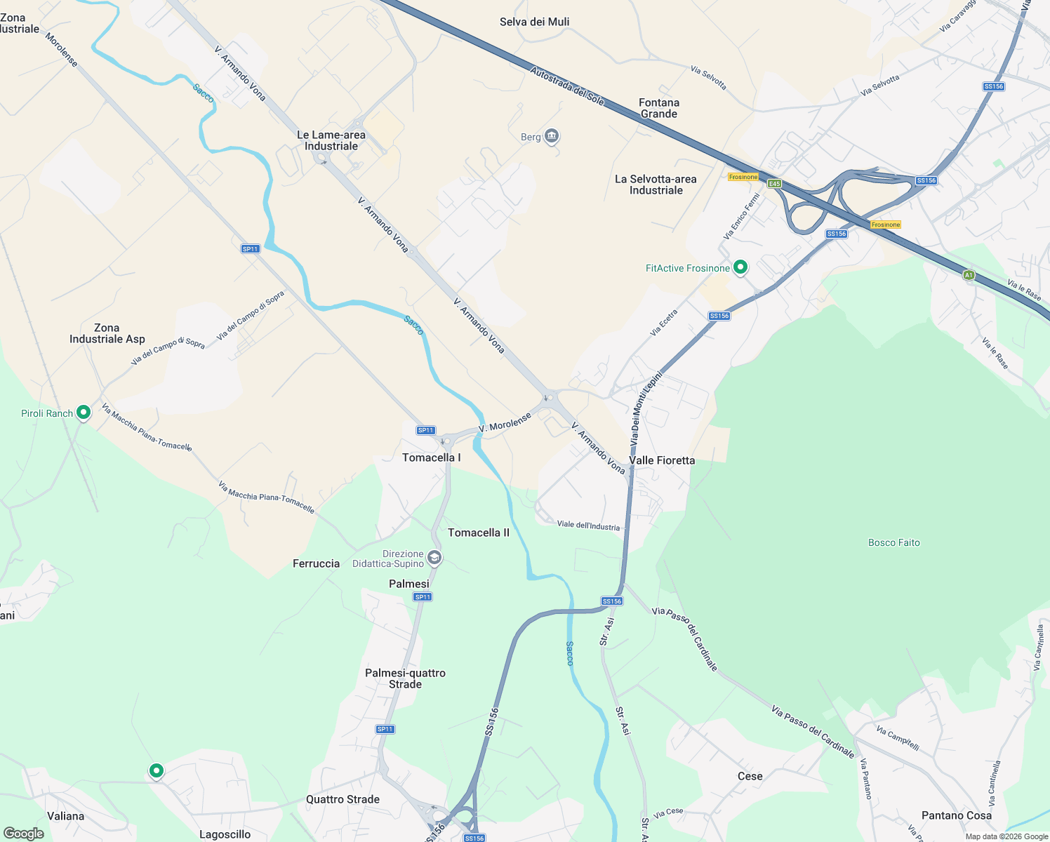 map of restaurants, bars, coffee shops, grocery stores, and more near 61 Via Morolense in Le Lame-area Industriale