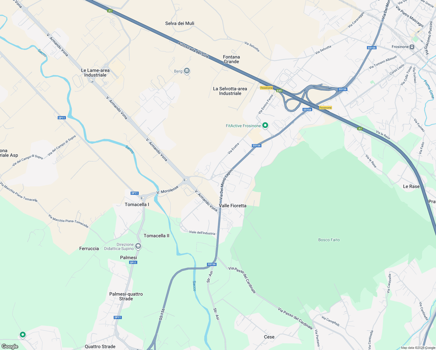 map of restaurants, bars, coffee shops, grocery stores, and more near 29 Strada Statale 156 in Valle Fioretta