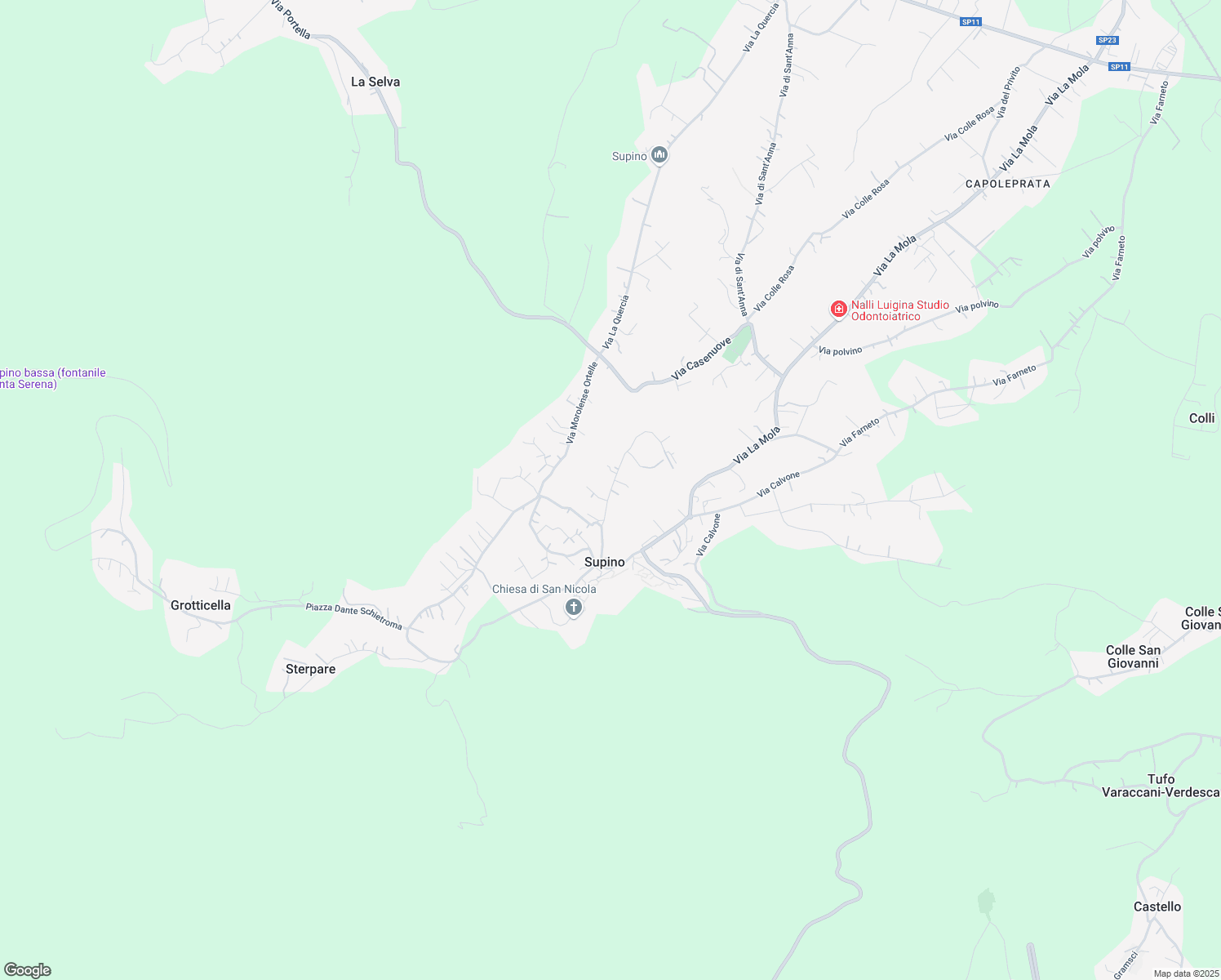 map of restaurants, bars, coffee shops, grocery stores, and more near 13A Via Selce in Supino