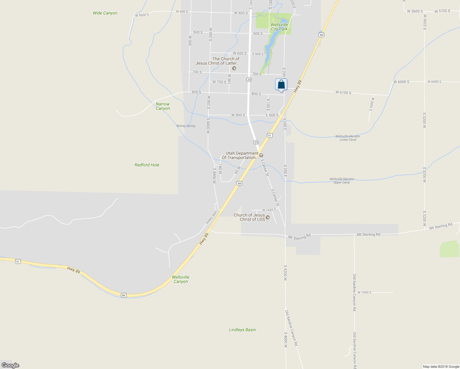 map of restaurants, bars, coffee shops, grocery stores, and more near 94 1270 South in Wellsville