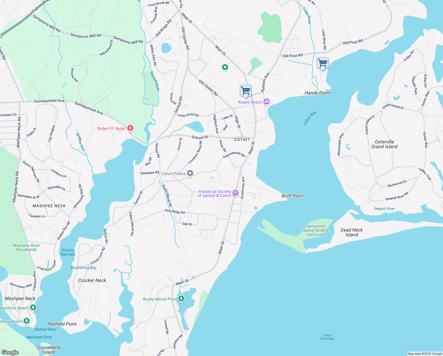 map of restaurants, bars, coffee shops, grocery stores, and more near 40 Jackson Drive in Barnstable