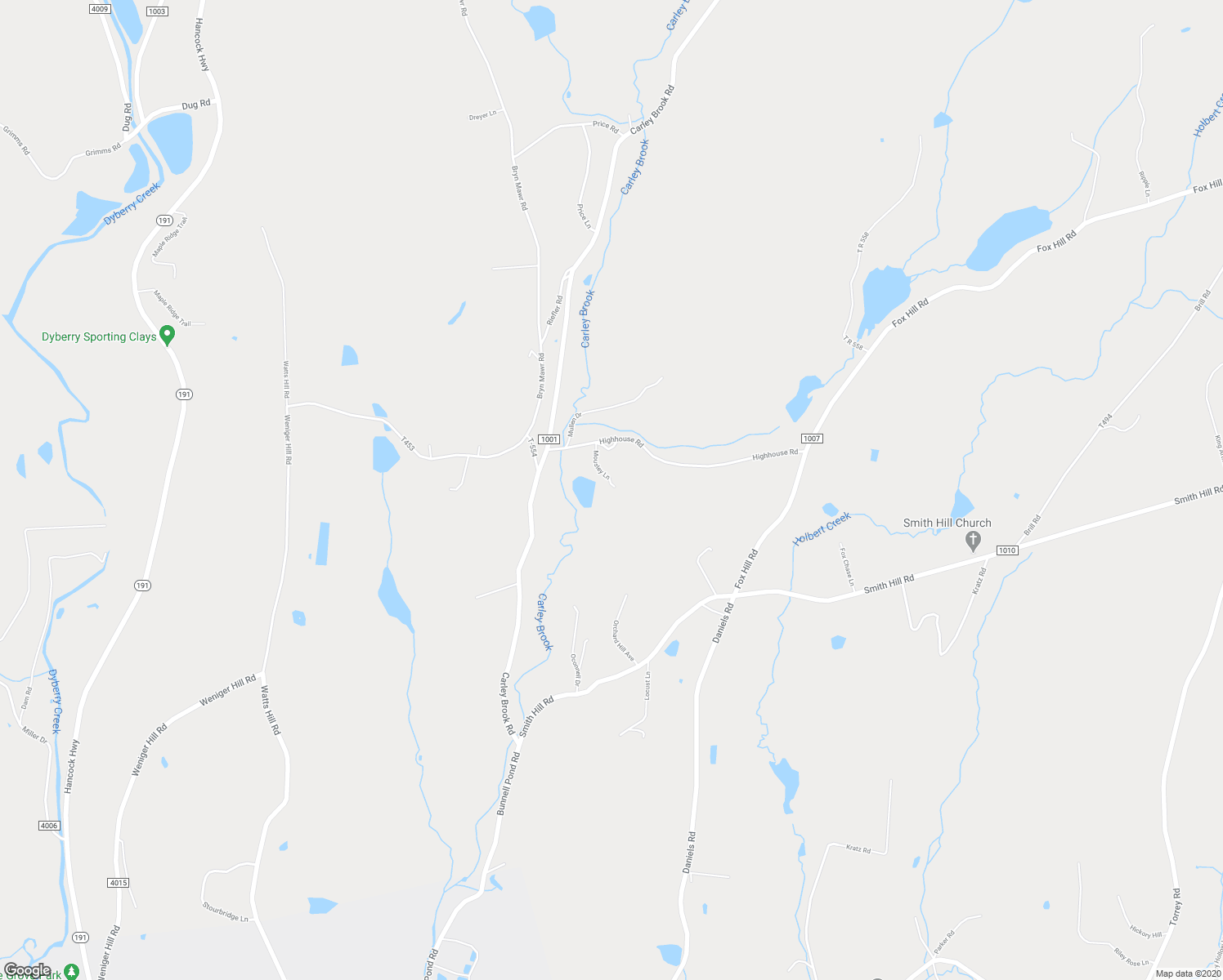 map of restaurants, bars, coffee shops, grocery stores, and more near 28 Mousley Lane in Honesdale