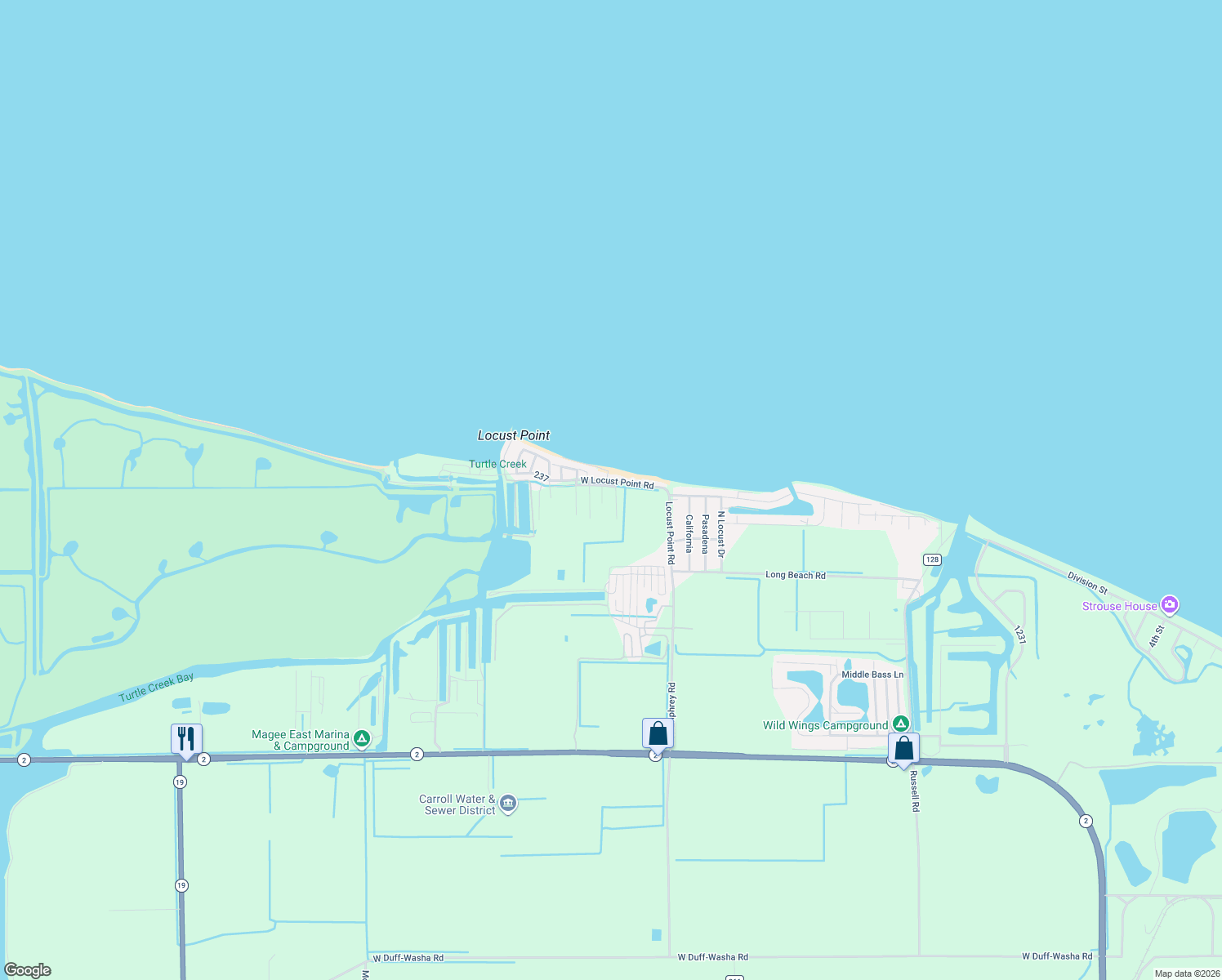 map of restaurants, bars, coffee shops, grocery stores, and more near 9904 Collingwood Drive in Oak Harbor