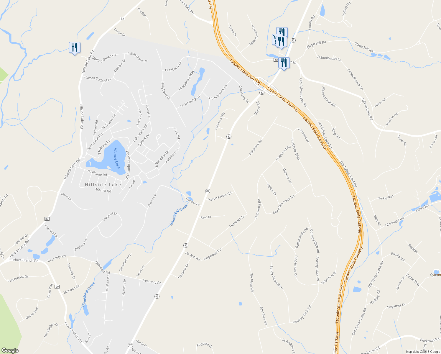map of restaurants, bars, coffee shops, grocery stores, and more near 1420 New York 82 in Hopewell Junction