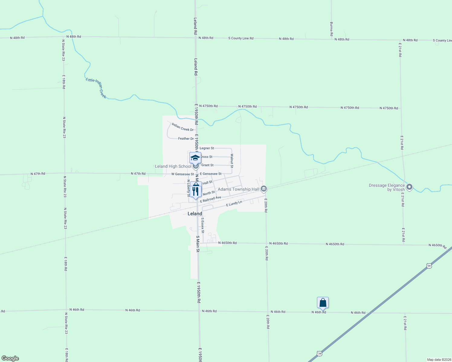 map of restaurants, bars, coffee shops, grocery stores, and more near 230 North Elm Street in Leland