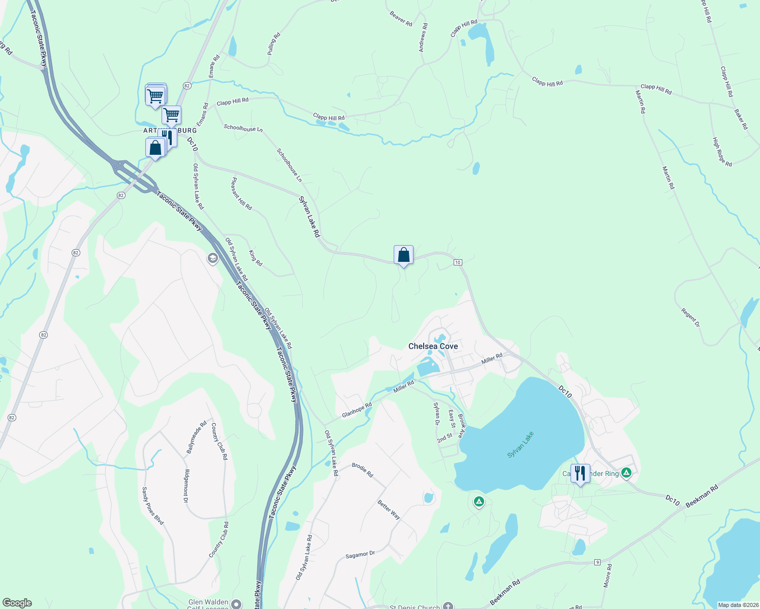 map of restaurants, bars, coffee shops, grocery stores, and more near 15 Tower Rd in Hopewell Junction