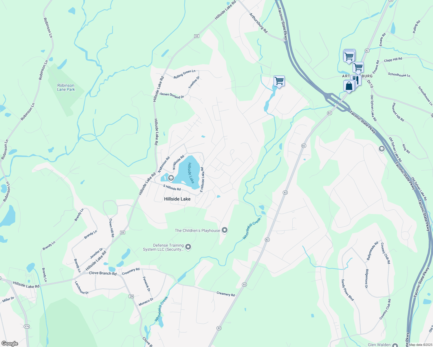 map of restaurants, bars, coffee shops, grocery stores, and more near 8 Mountain Road in Wappingers Falls