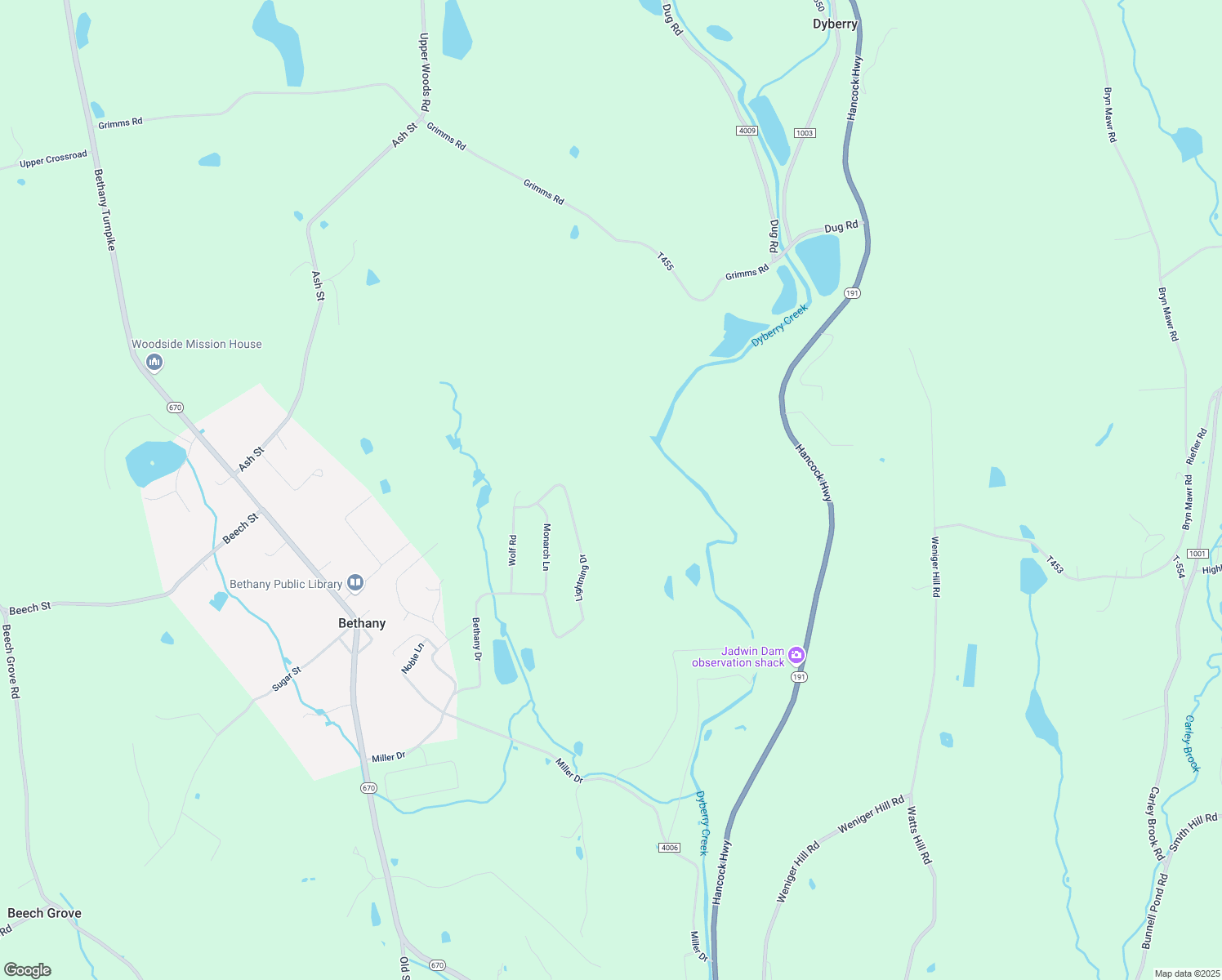 map of restaurants, bars, coffee shops, grocery stores, and more near in Bethany