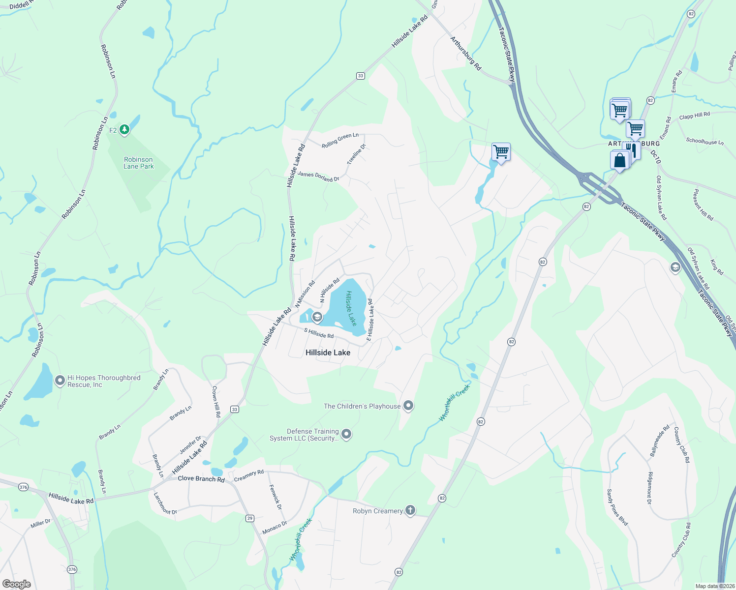 map of restaurants, bars, coffee shops, grocery stores, and more near 762 South Hillside Road in Wappingers Falls