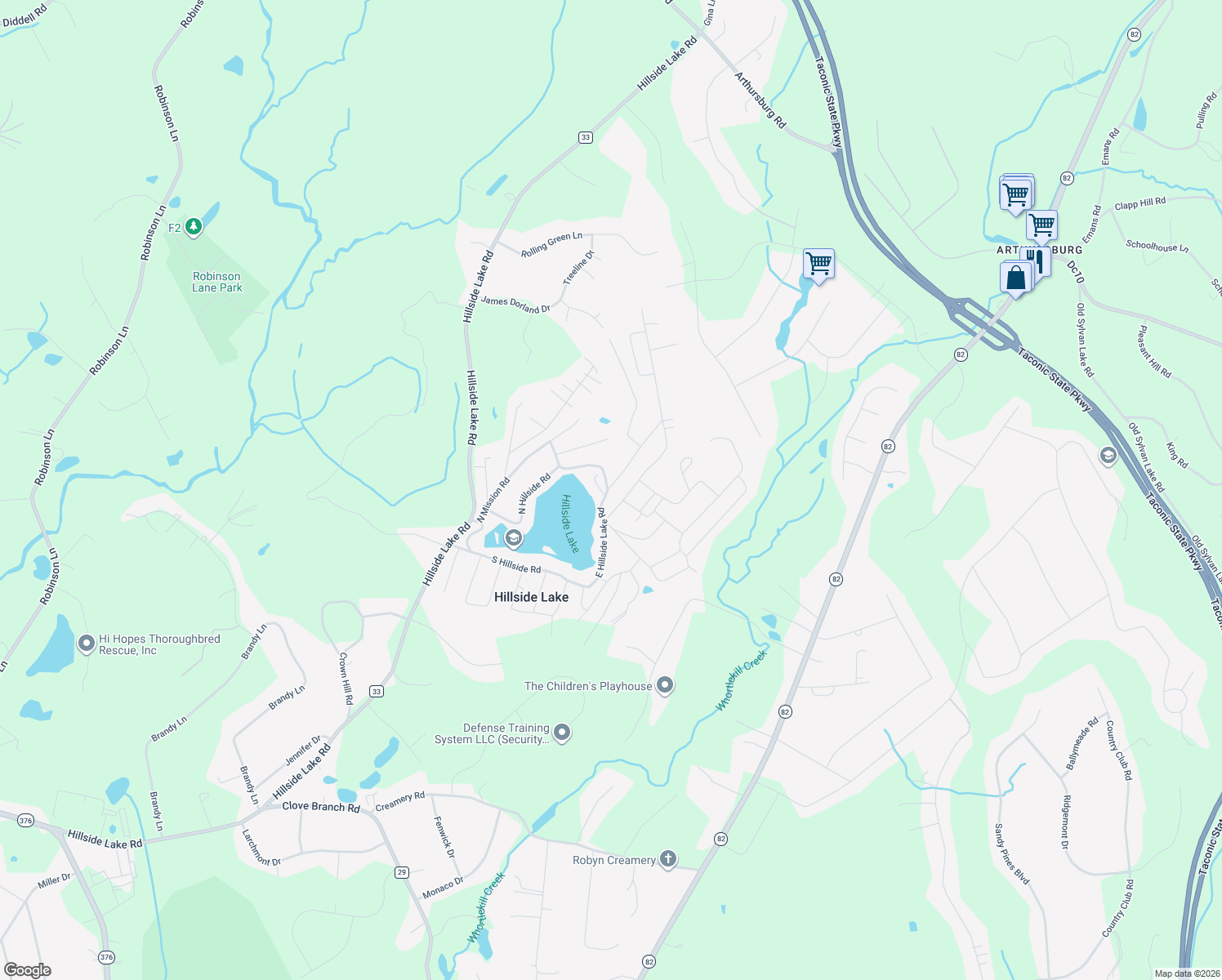 map of restaurants, bars, coffee shops, grocery stores, and more near 762 S Hillside Rd in Wappingers Falls