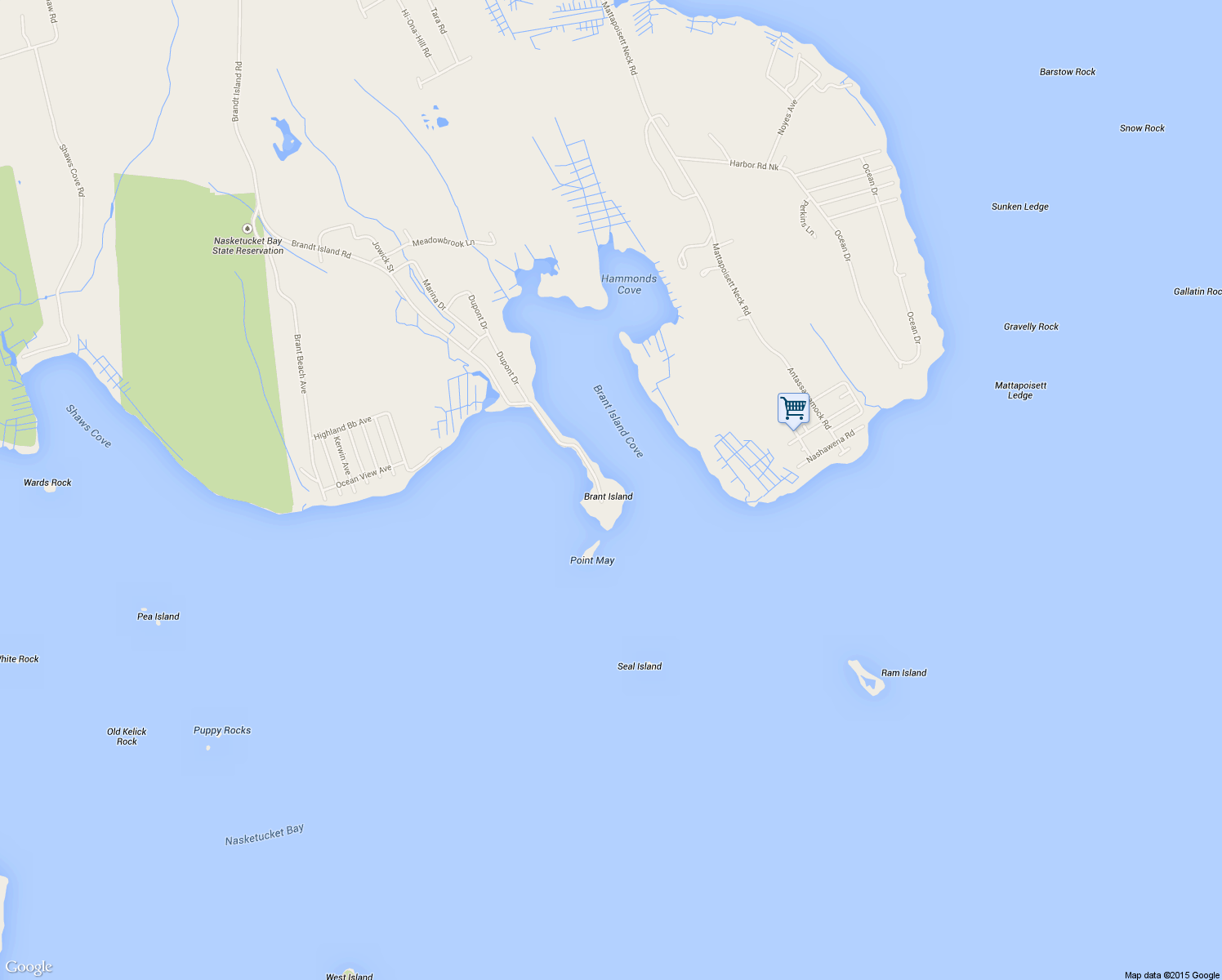 map of restaurants, bars, coffee shops, grocery stores, and more near 1 Brandt Island Shores in Mattapoisett