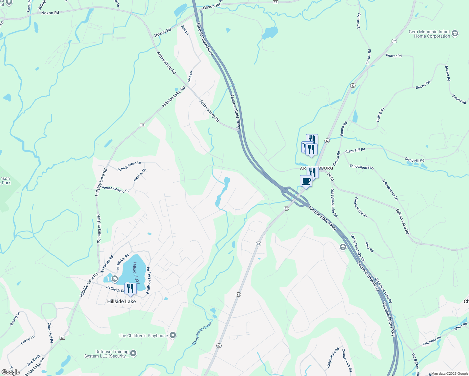 map of restaurants, bars, coffee shops, grocery stores, and more near 72 Loganberry Court in Hopewell Junction