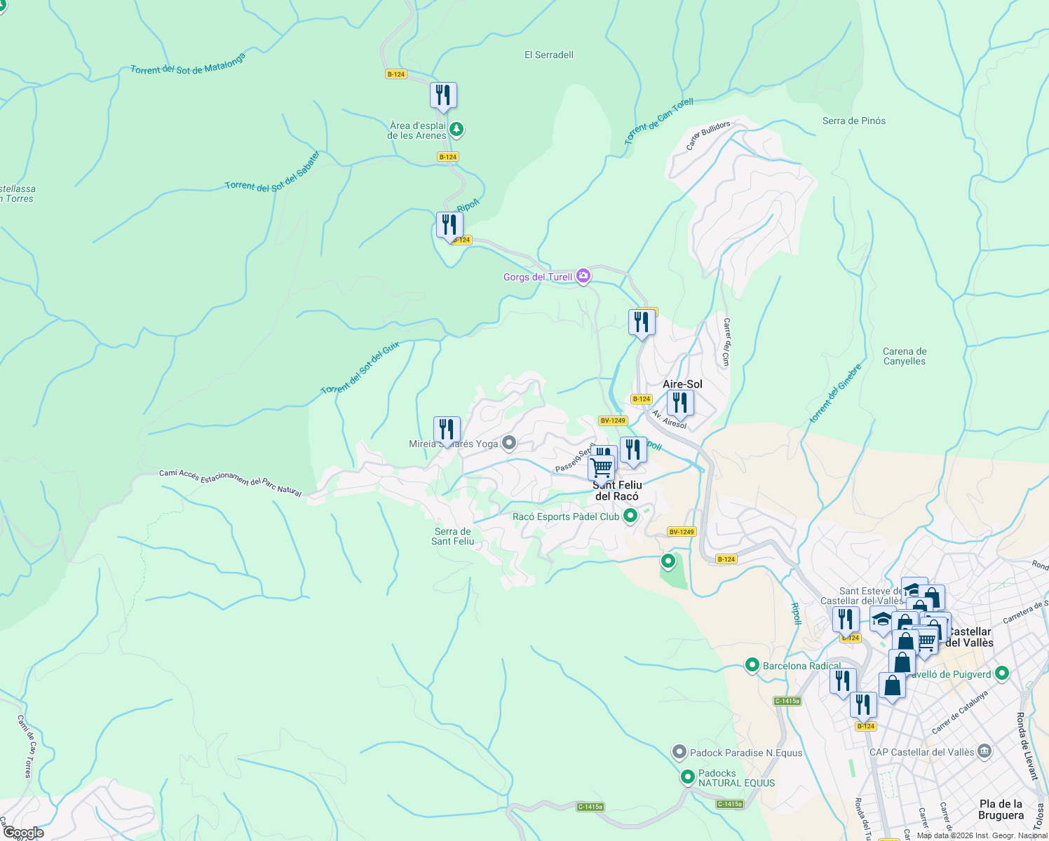 map of restaurants, bars, coffee shops, grocery stores, and more near 22 Carrer Castellassa in Castellar del Vallès