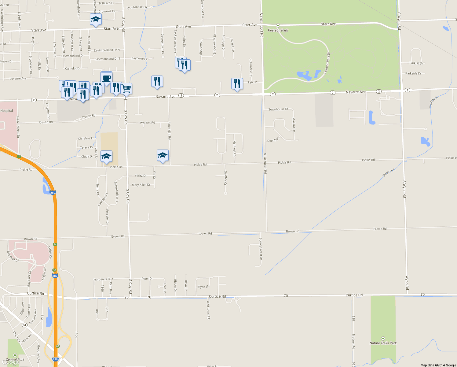 map of restaurants, bars, coffee shops, grocery stores, and more near 1309 Oaktree Ct in Oregon