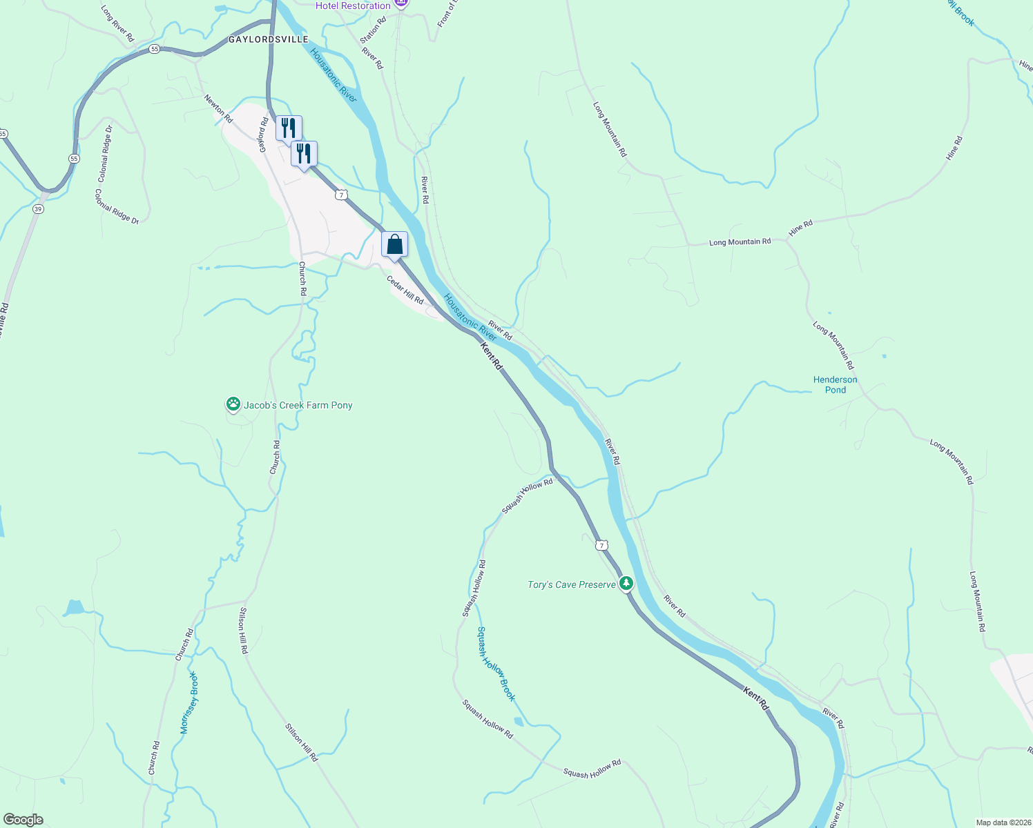 map of restaurants, bars, coffee shops, grocery stores, and more near 6 Straits Rock Road in New Milford