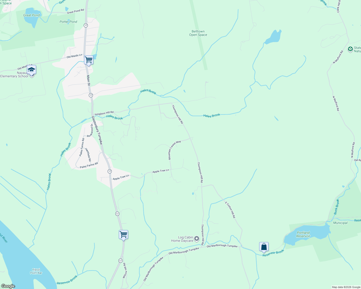 map of restaurants, bars, coffee shops, grocery stores, and more near 17 Mountain Laurel Way in Portland
