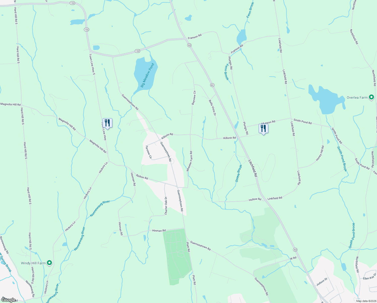 map of restaurants, bars, coffee shops, grocery stores, and more near 169 Wheeler Farm Road in Watertown