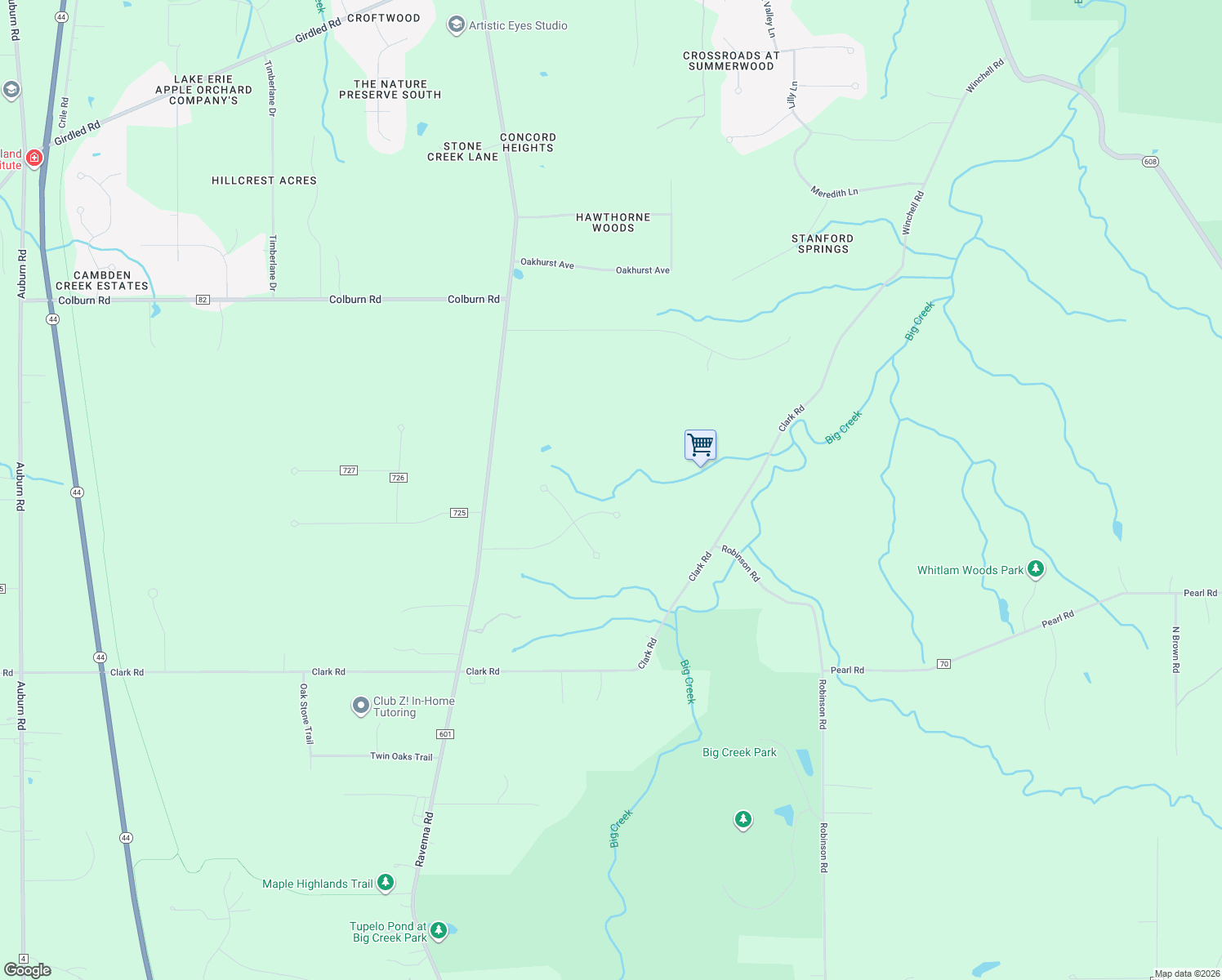 map of restaurants, bars, coffee shops, grocery stores, and more near 11840 Arbor Glen Drive in Chardon