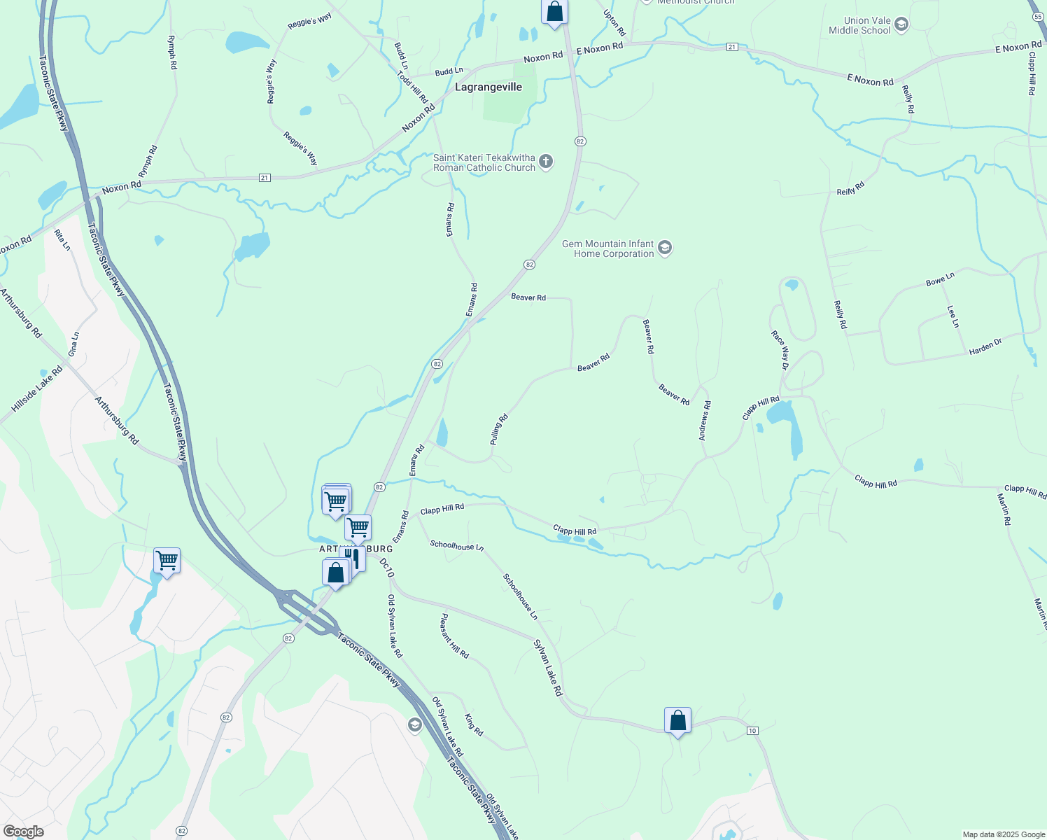 map of restaurants, bars, coffee shops, grocery stores, and more near 28 Pulling Road in Lagrangeville