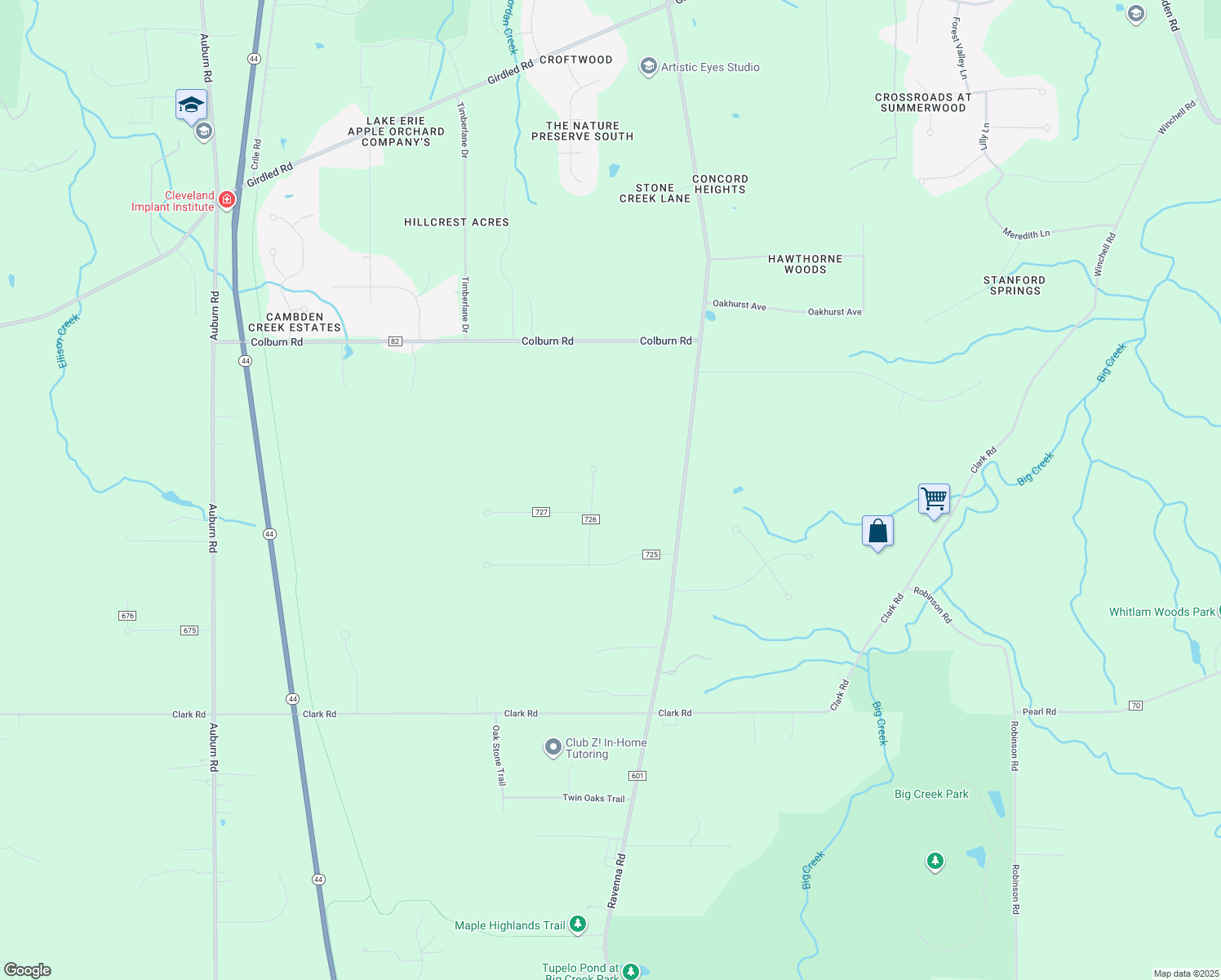 map of restaurants, bars, coffee shops, grocery stores, and more near 8625 Hickory Hollow Drive in Chardon