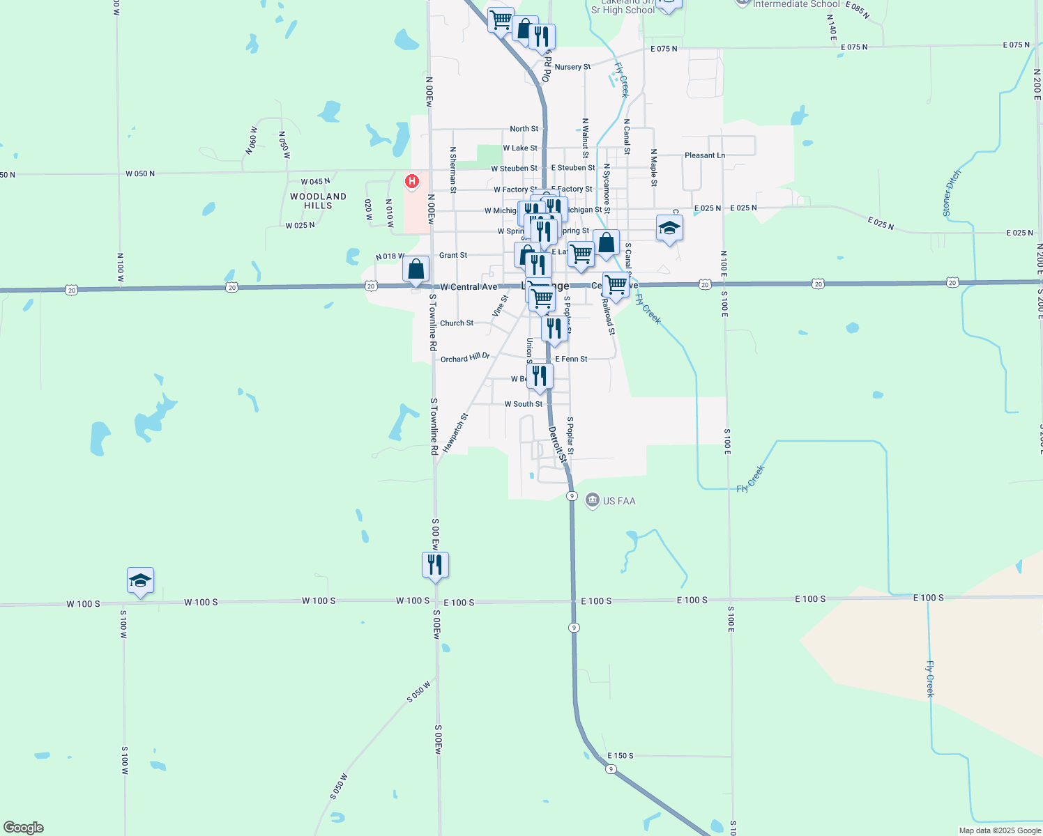 map of restaurants, bars, coffee shops, grocery stores, and more near 549 Maple Ridge in LaGrange