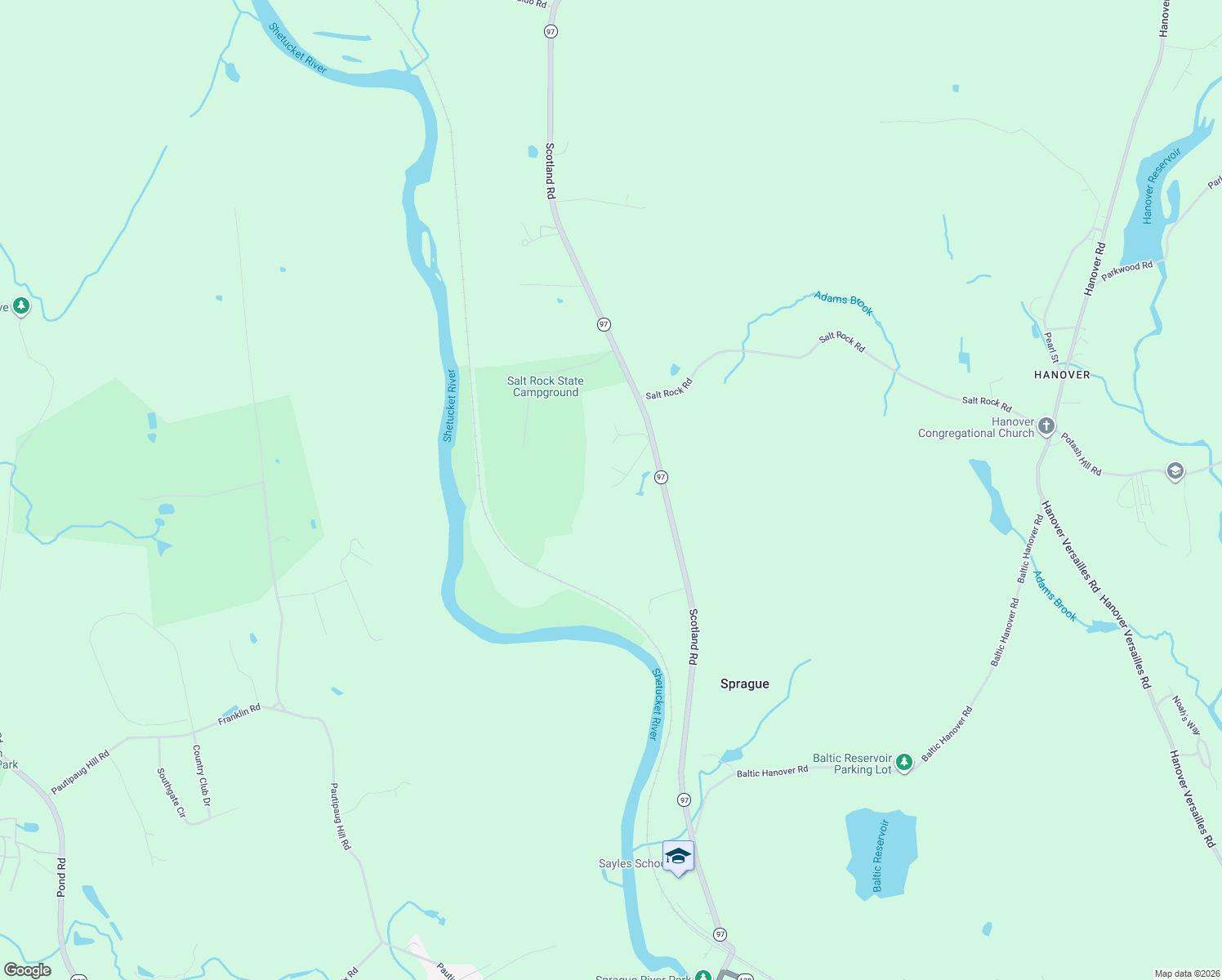 map of restaurants, bars, coffee shops, grocery stores, and more near 135 Scotland Road in Sprague