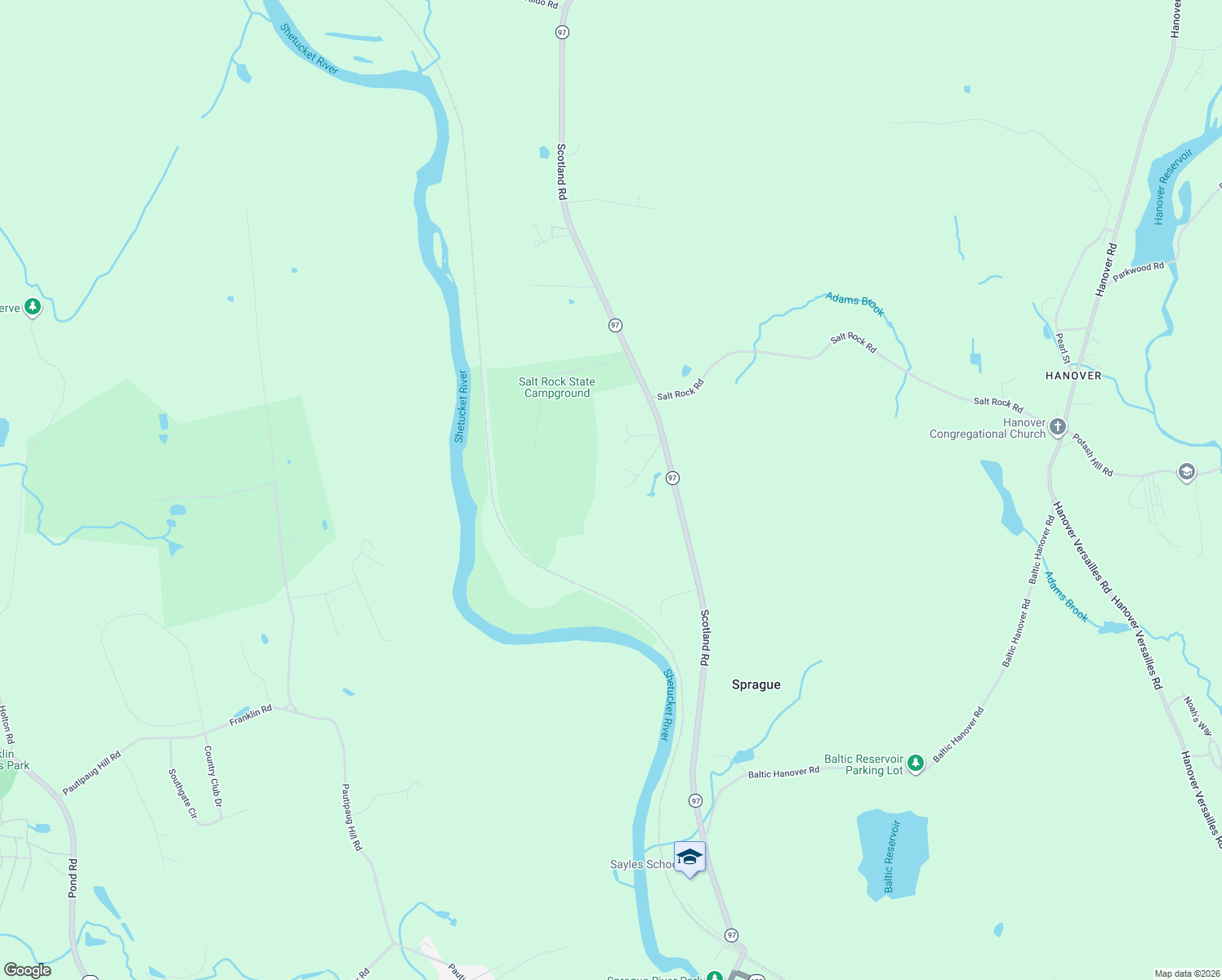 map of restaurants, bars, coffee shops, grocery stores, and more near 135 Scotland Road in Sprague