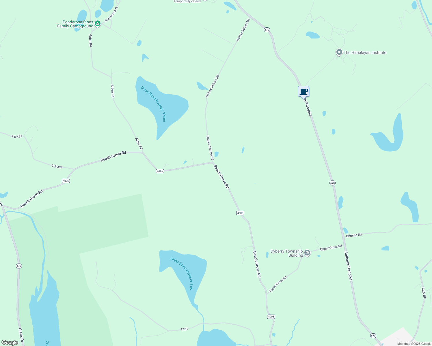 map of restaurants, bars, coffee shops, grocery stores, and more near 983 Beech Grove Road in Honesdale