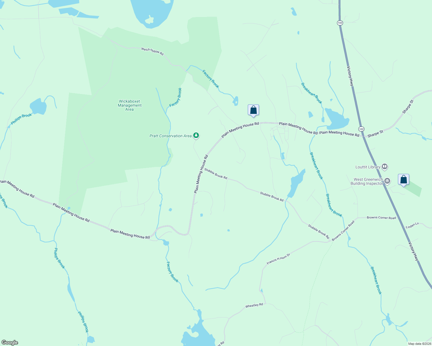 map of restaurants, bars, coffee shops, grocery stores, and more near 29 Stubble Brook Road in West Greenwich