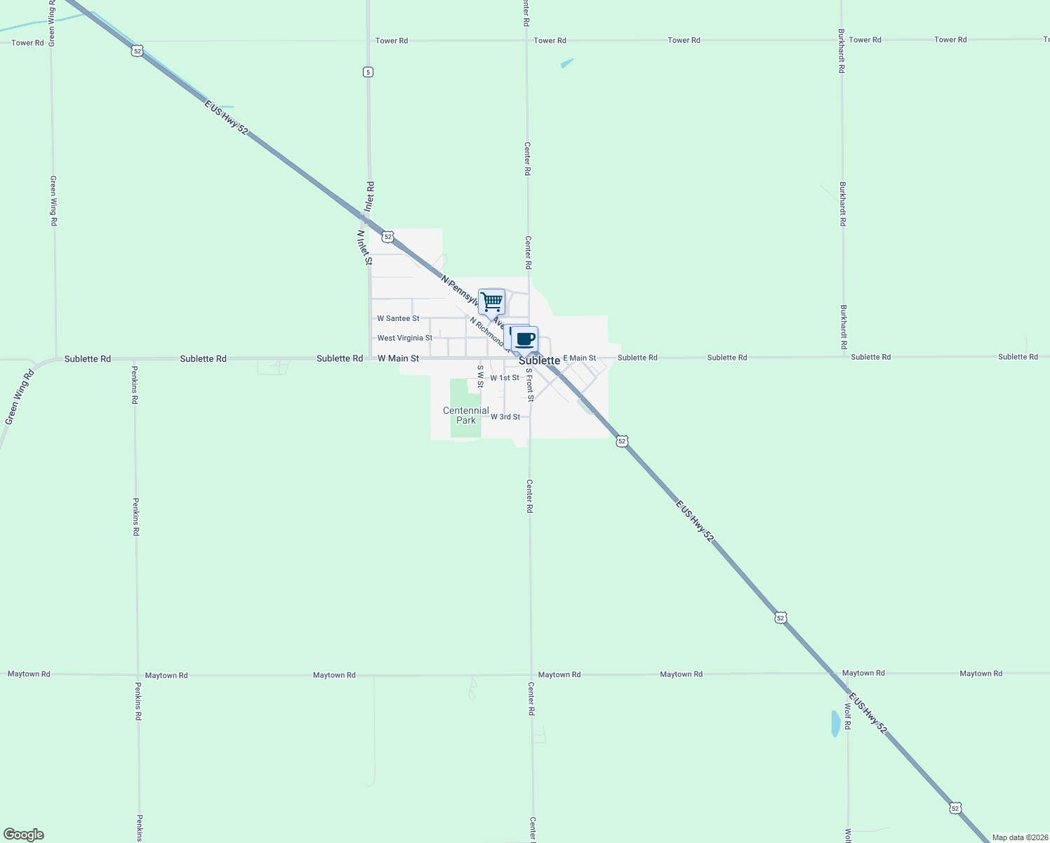 map of restaurants, bars, coffee shops, grocery stores, and more near 400 South Front Street in Sublette