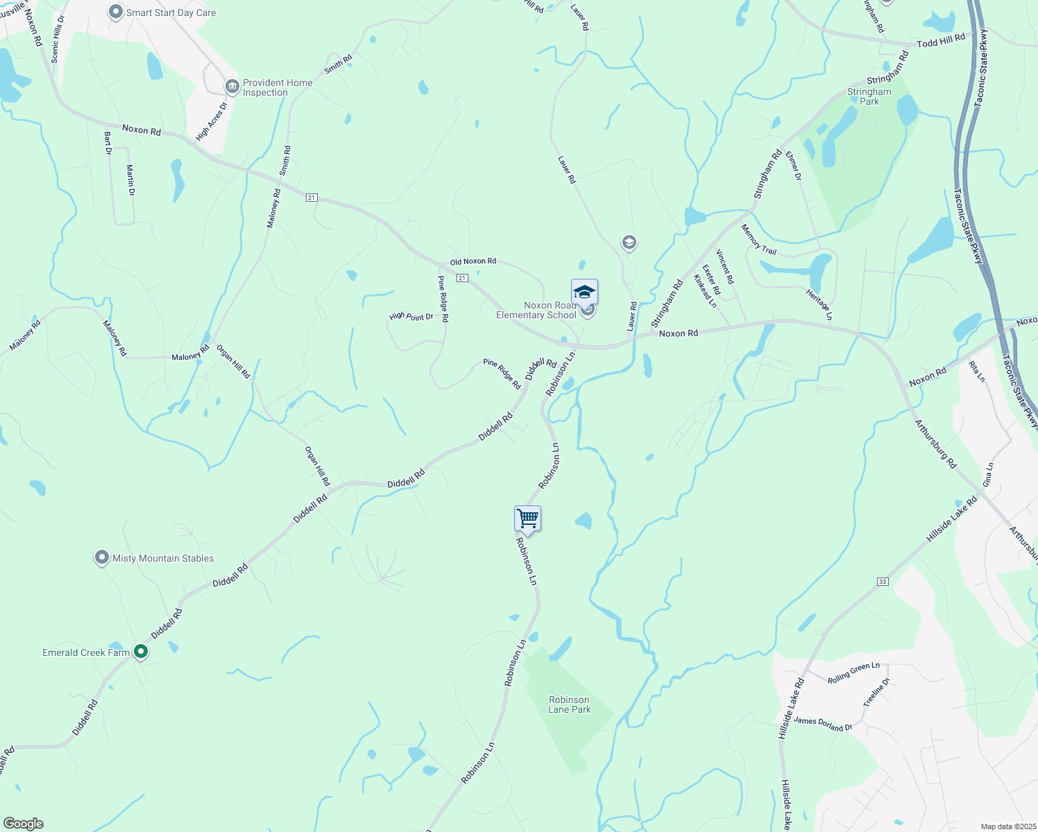 map of restaurants, bars, coffee shops, grocery stores, and more near 322 Diddell Road in Poughkeepsie
