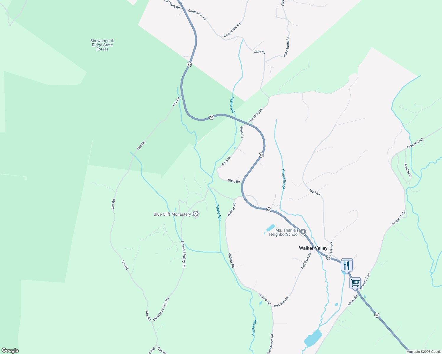 map of restaurants, bars, coffee shops, grocery stores, and more near 50 Stein Road in Pine Bush