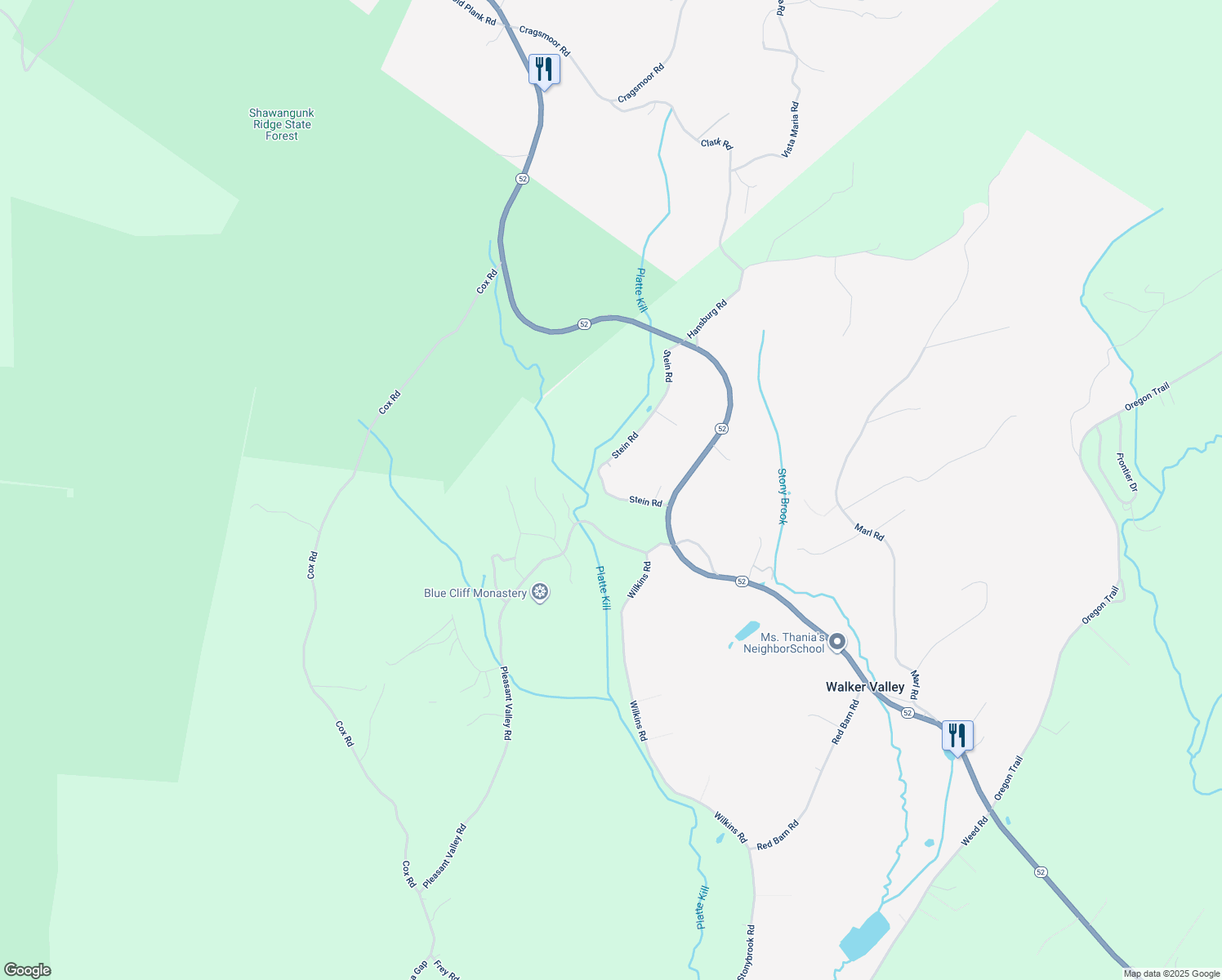 map of restaurants, bars, coffee shops, grocery stores, and more near 50 Stein Road in Pine Bush
