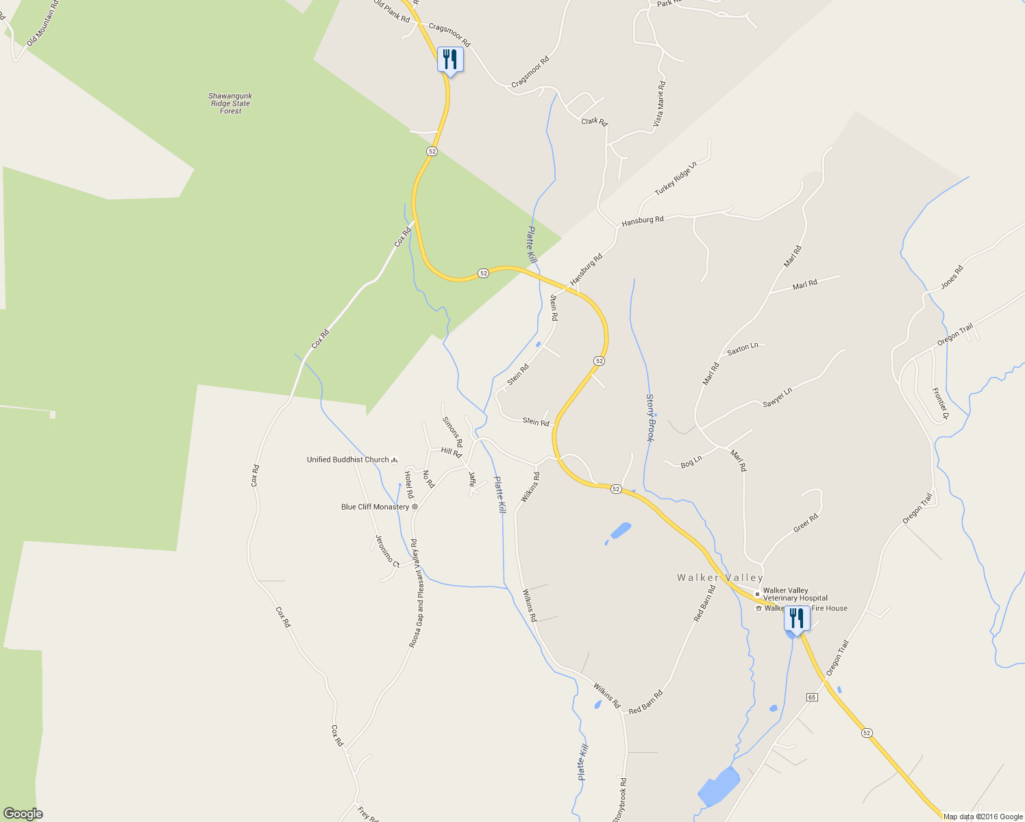 map of restaurants, bars, coffee shops, grocery stores, and more near 50 Stein Road in Pine Bush