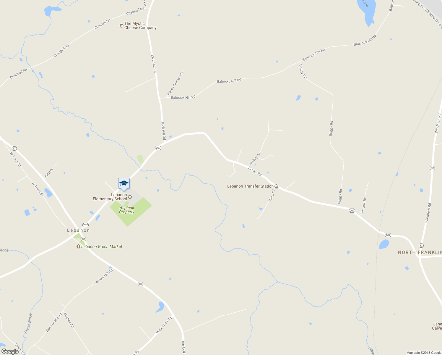 map of restaurants, bars, coffee shops, grocery stores, and more near 247 Exeter Road in Lebanon