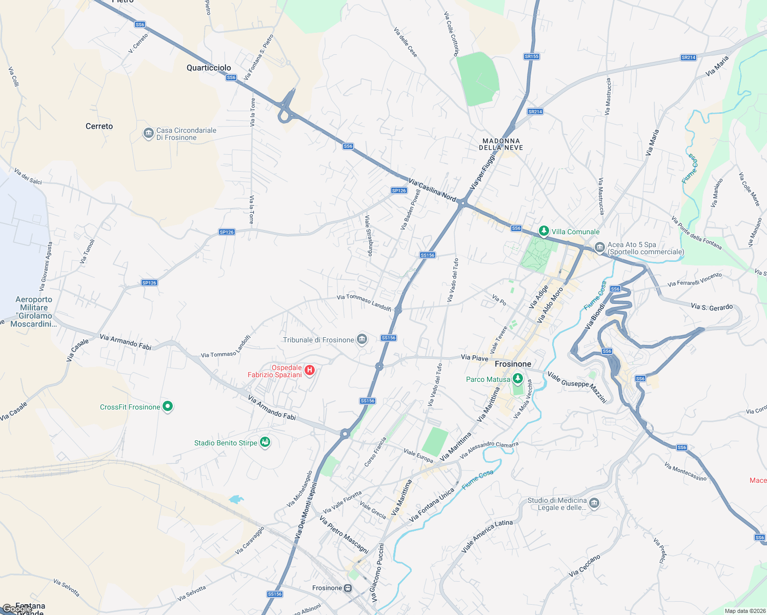 map of restaurants, bars, coffee shops, grocery stores, and more near 772 Via Tommaso Landolfi in Frosinone