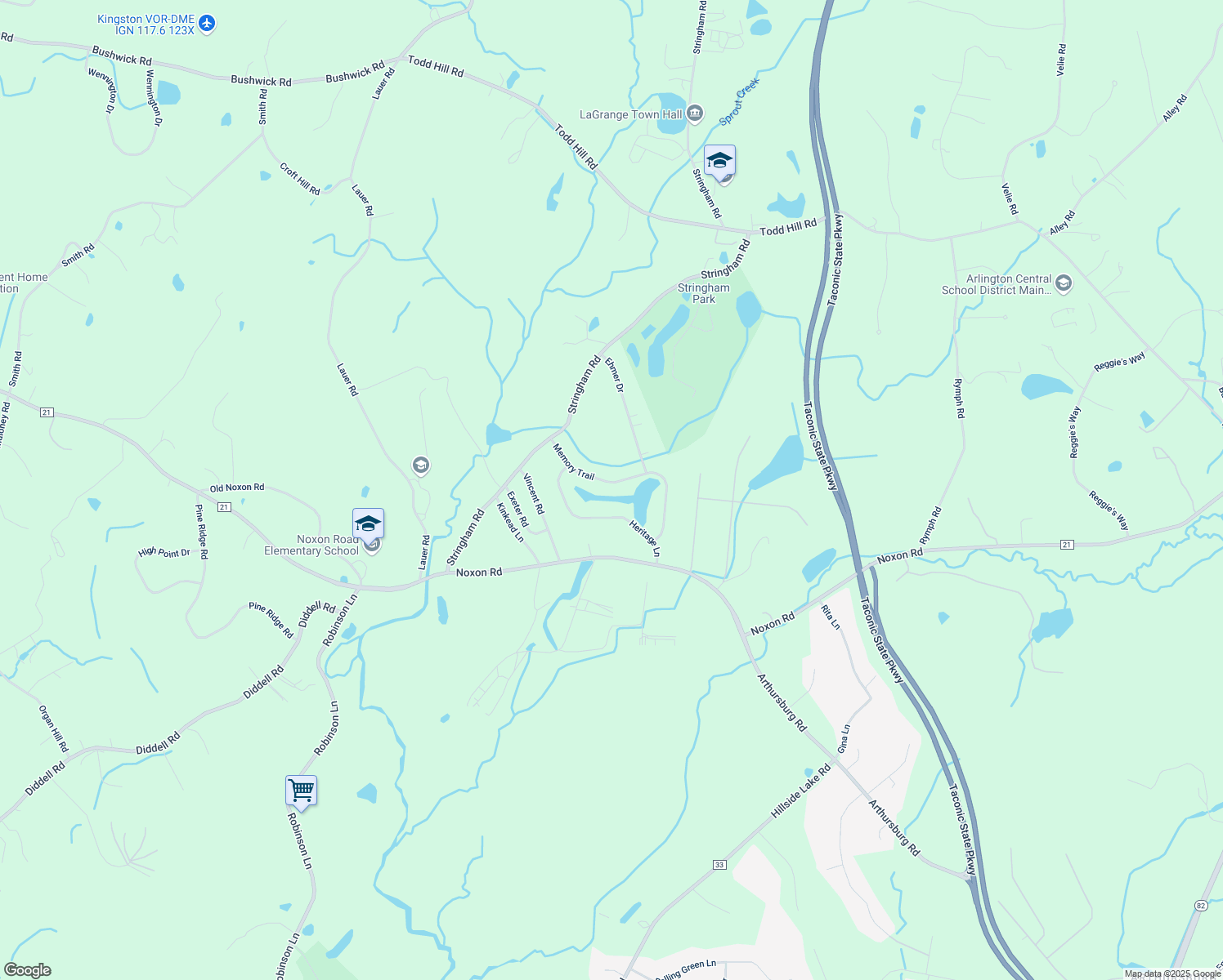 map of restaurants, bars, coffee shops, grocery stores, and more near 67 Memory Trail in Lagrangeville