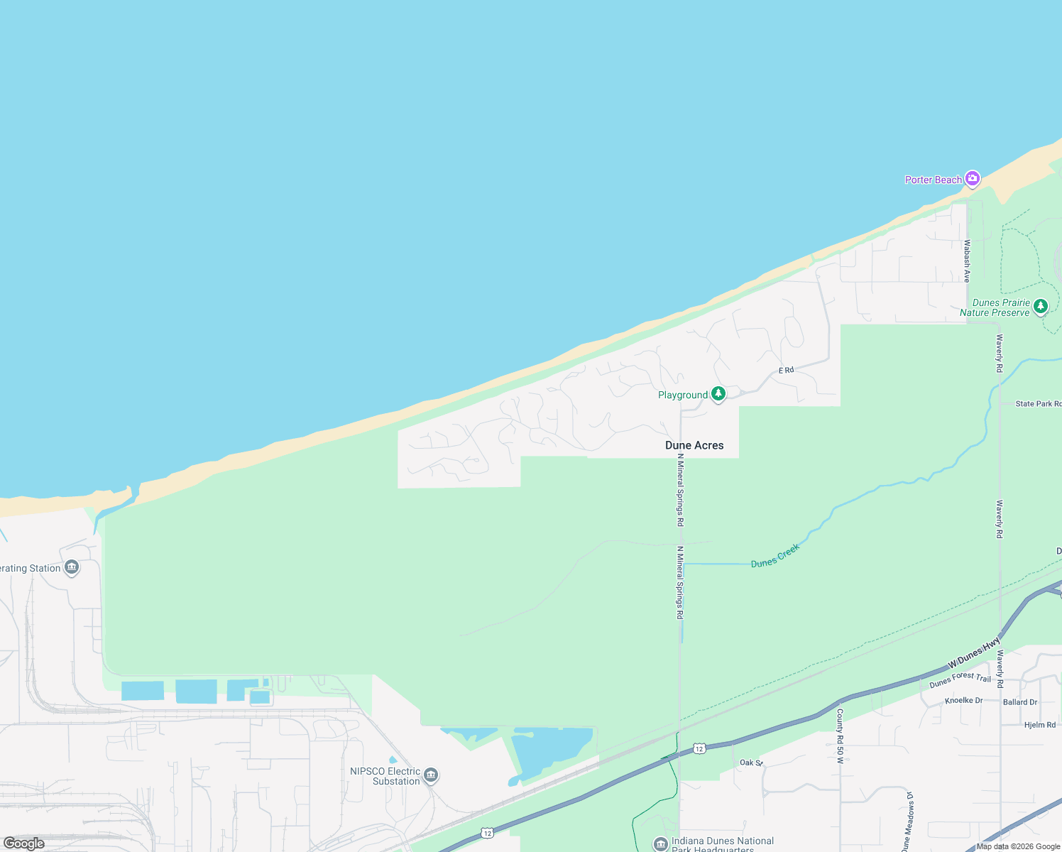 map of restaurants, bars, coffee shops, grocery stores, and more near 50 West Road in Chesterton